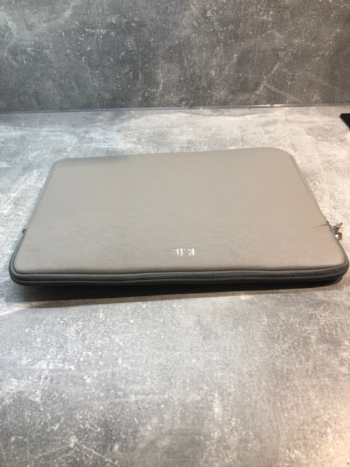 Personalized 15 inch Laptop Case: Black PU Leather Monogram Cover