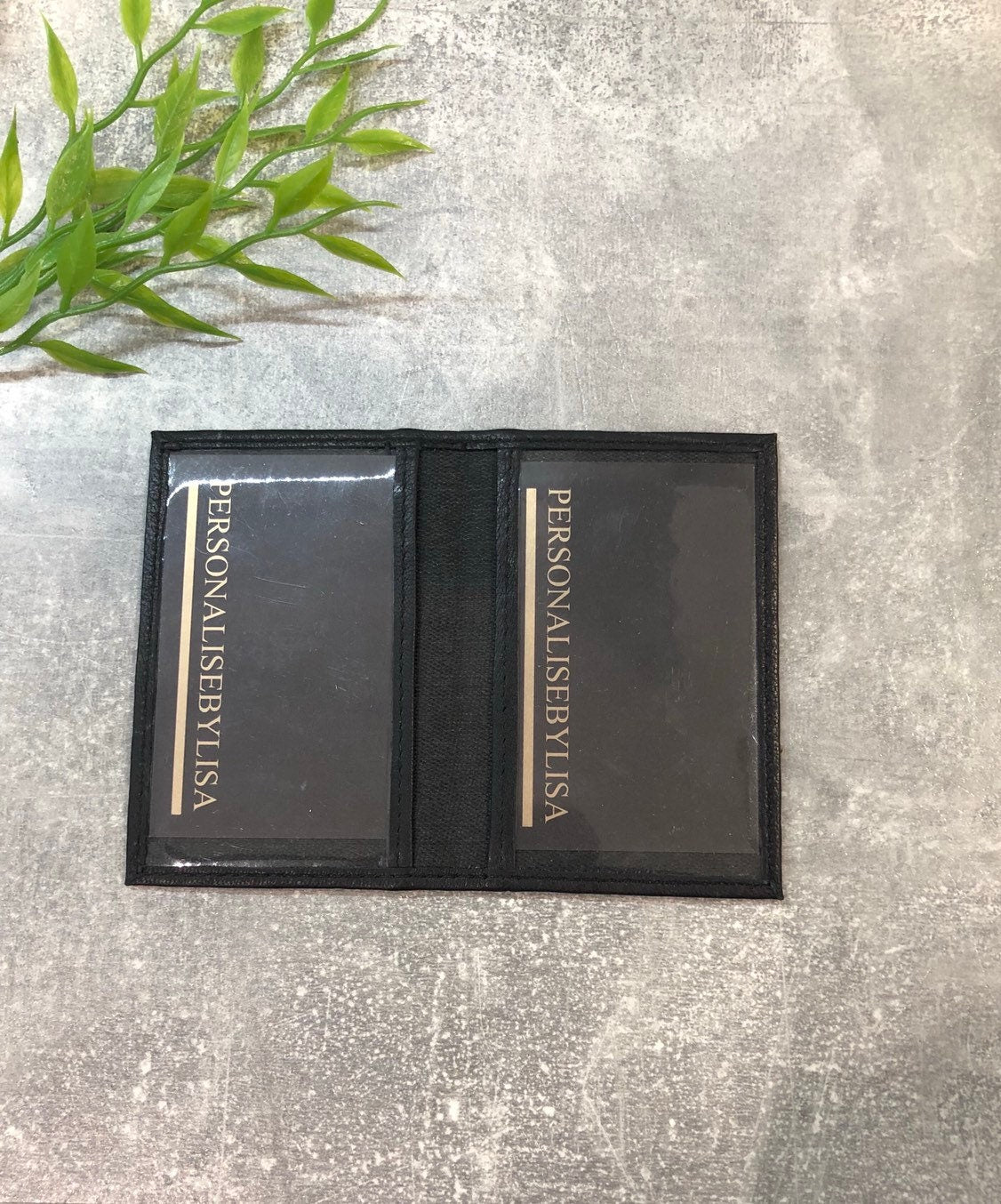 Personalized Black Leather Card Holder: Travel Wallet
