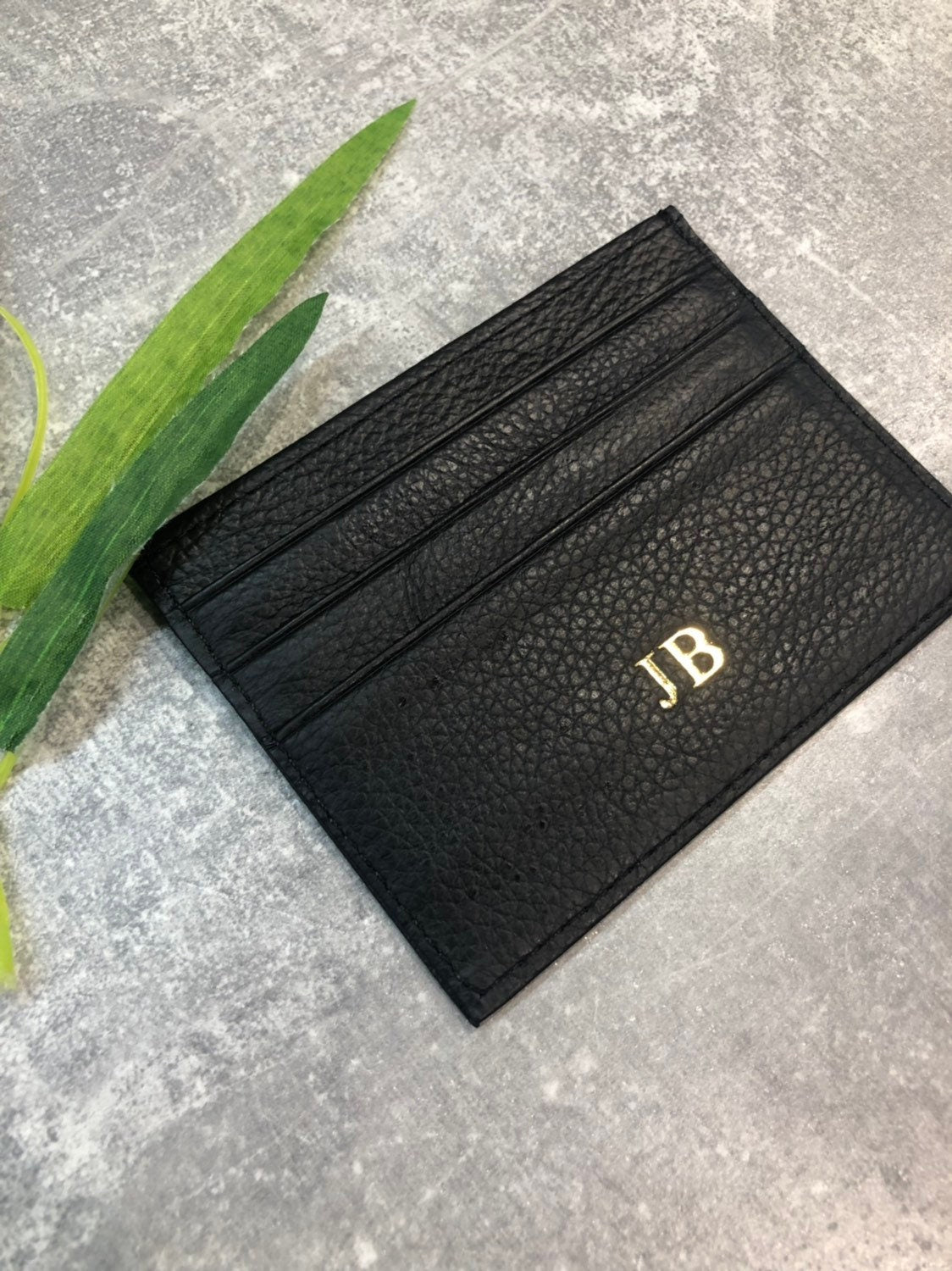 Leather business and credit card holder | wallet personalised with any name or initials