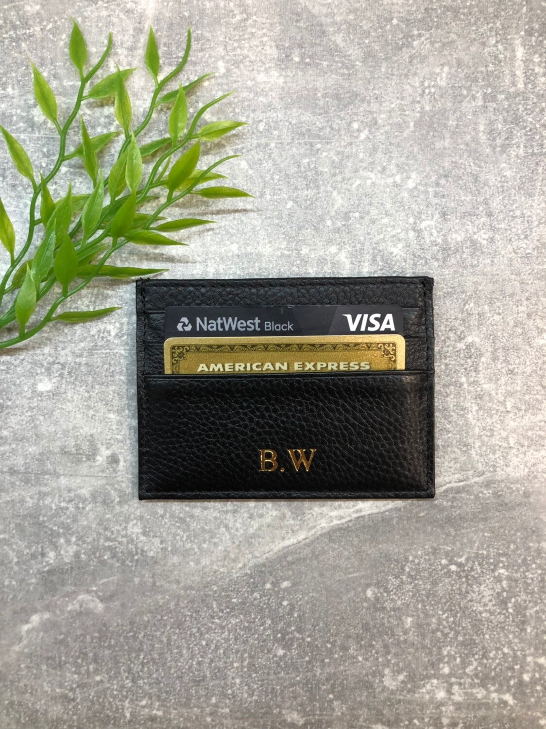 Leather business and credit card holder | wallet personalised with any name or initials