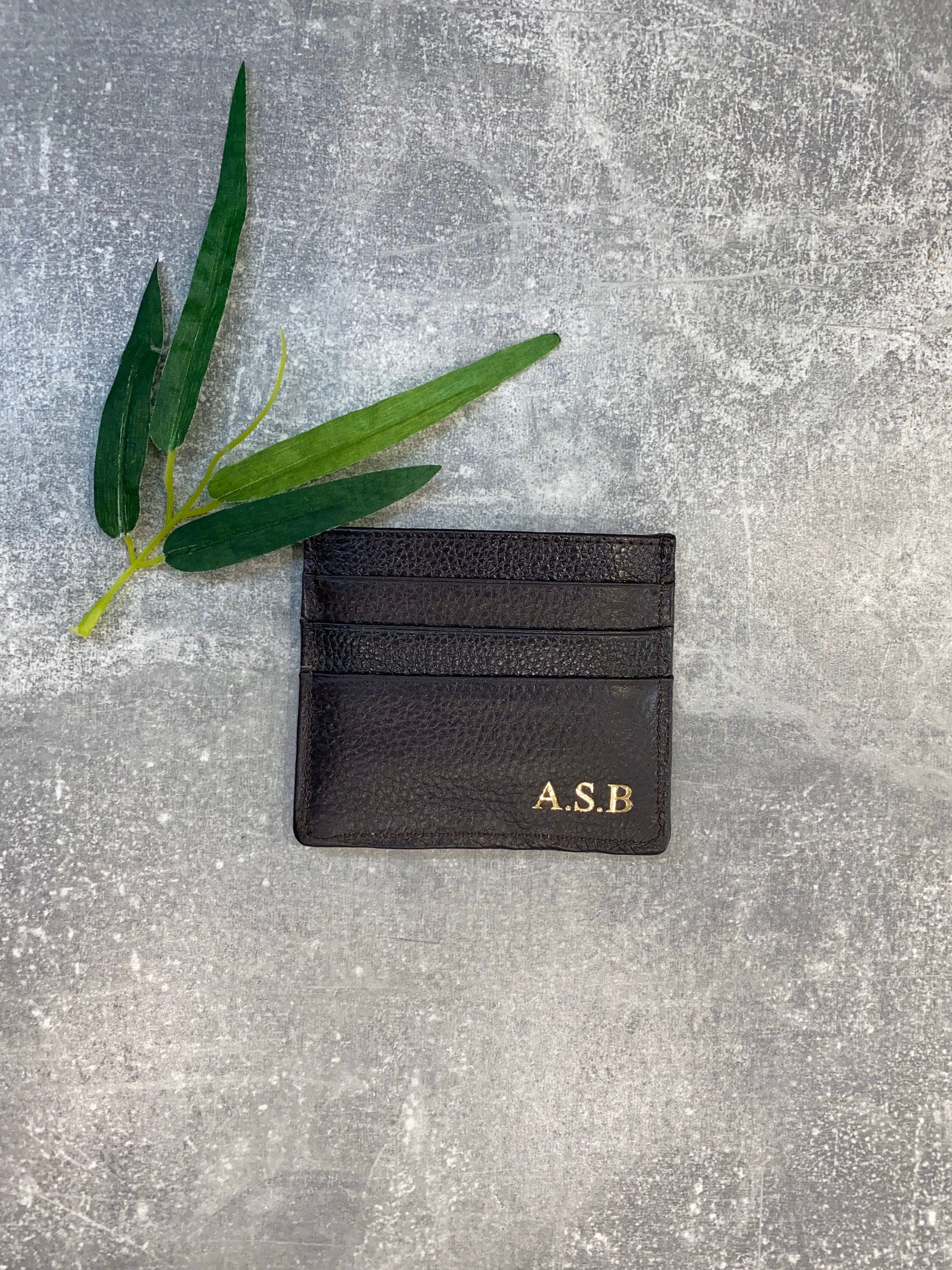 Leather business and credit card holder | wallet personalised with any name or initials