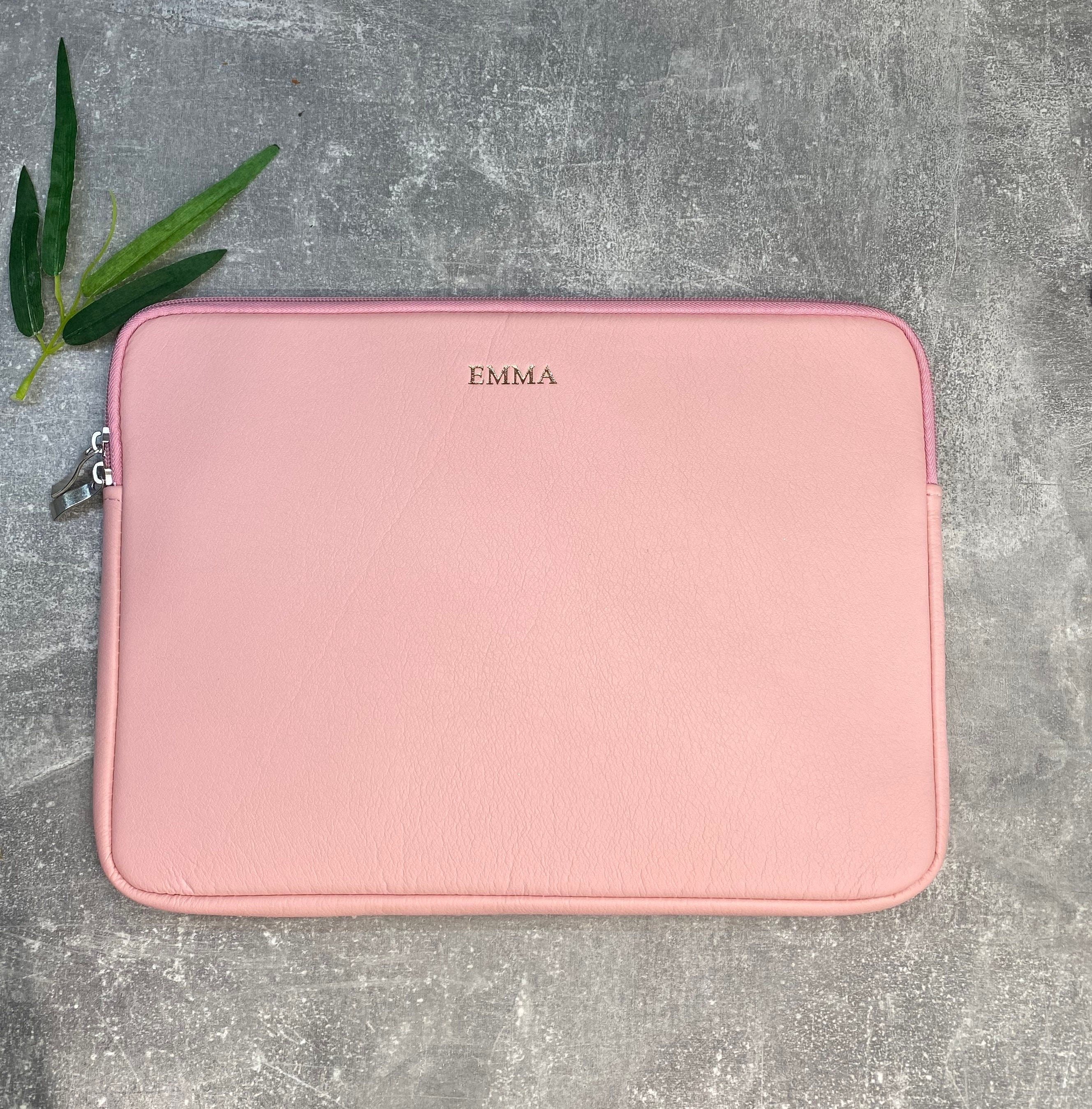Personalized 15 inch Laptop Case: Black PU Leather Monogram Cover