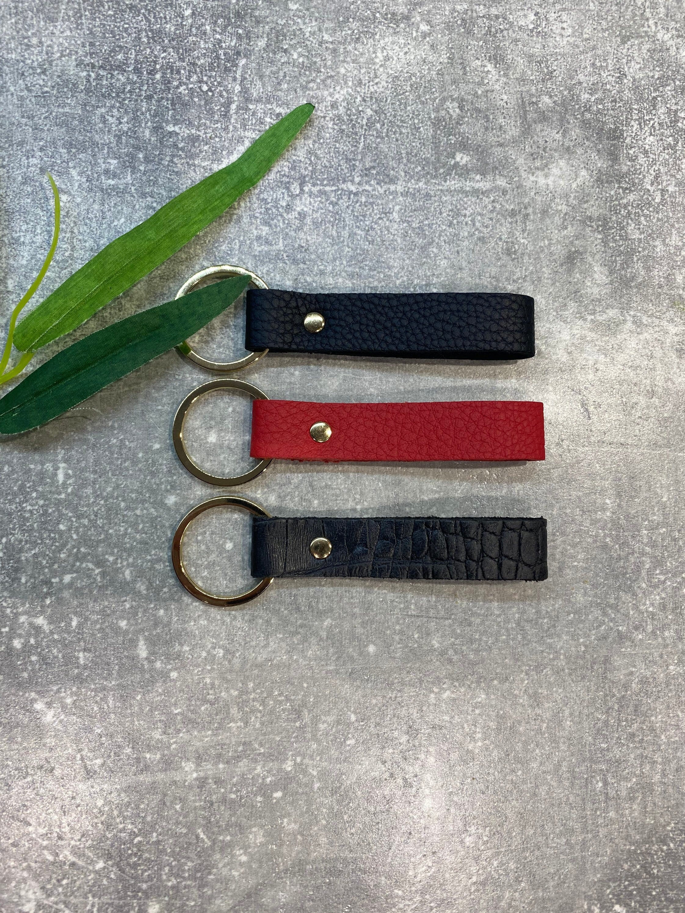 Personalized Leather Keyring: Hot-stamped Monogram, Genuine Leather