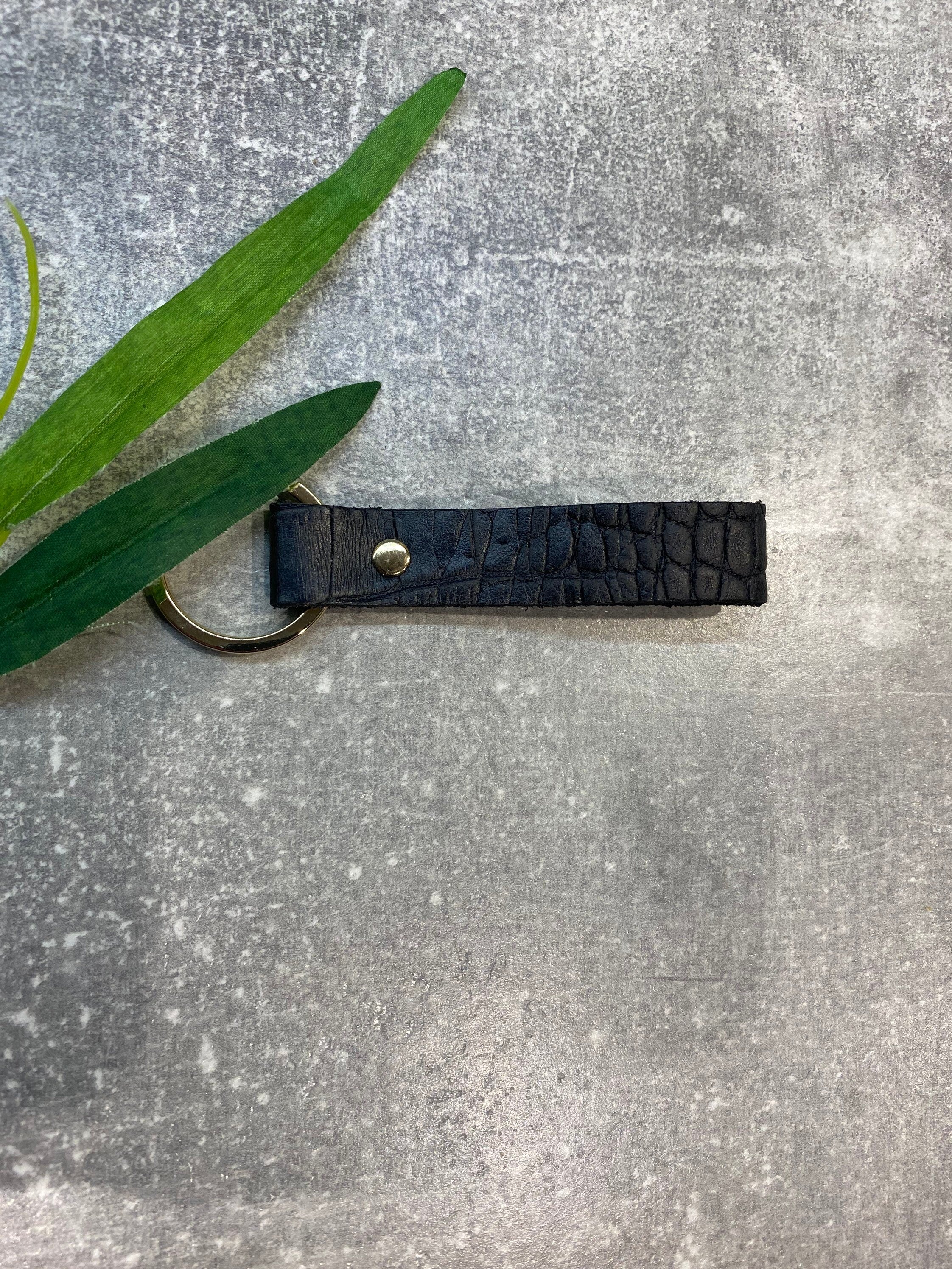 Personalized Leather Keyring: Hot-stamped Monogram, Genuine Leather
