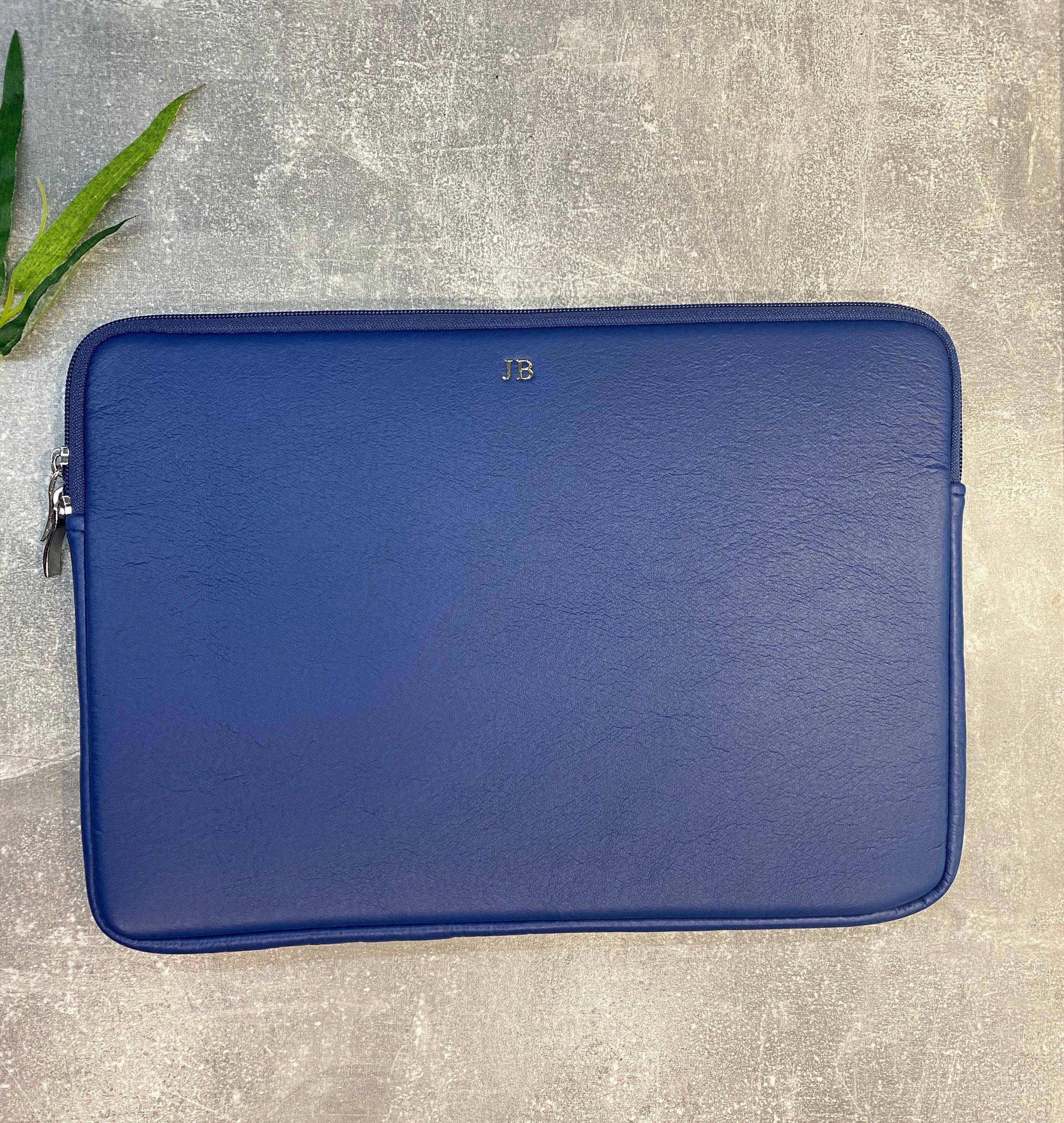 Personalized 15 inch Laptop Case: Black PU Leather Monogram Cover