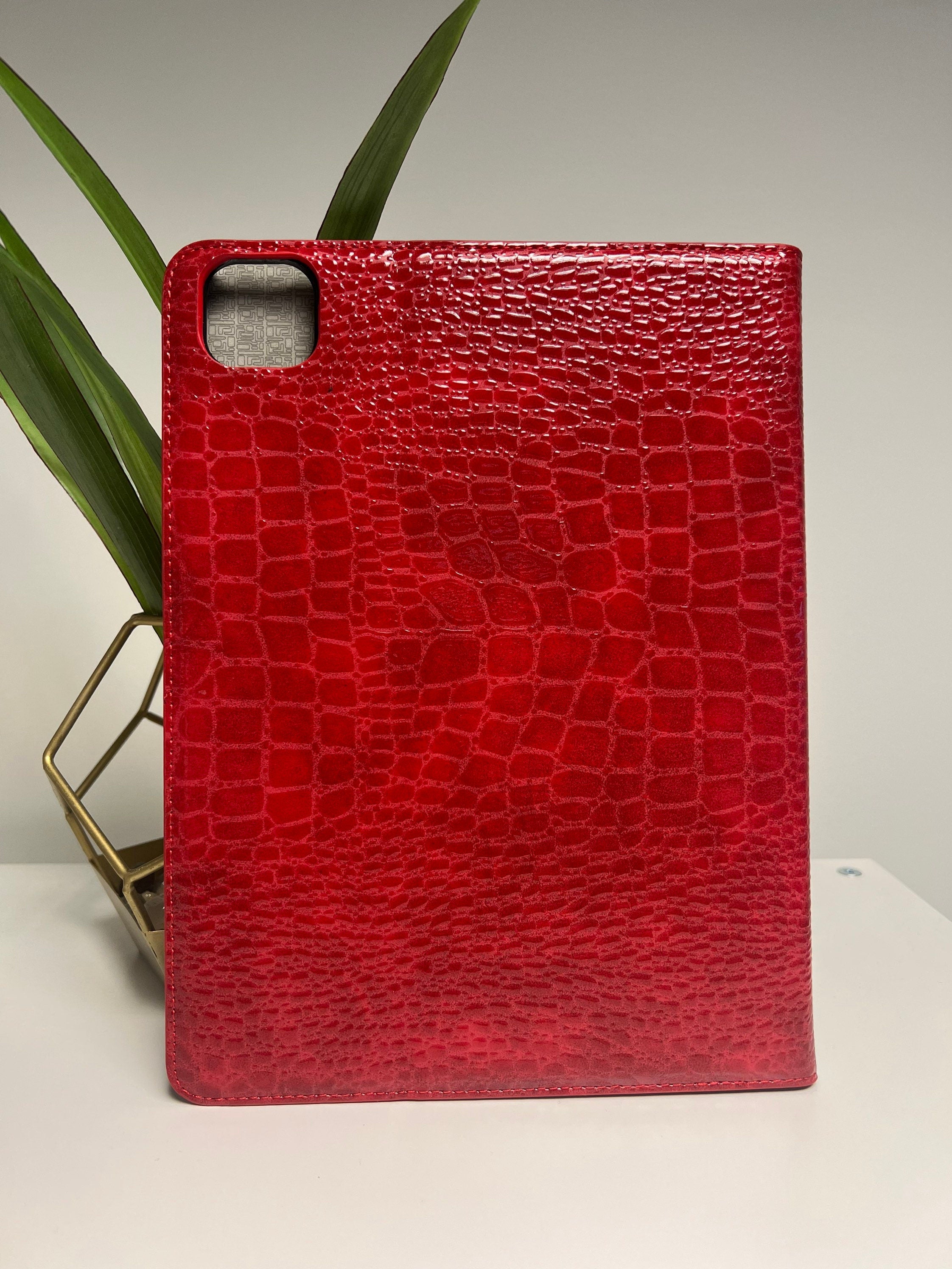 Red Croc iPad Air Case: Personalized 10.9 inch 4/5 gen PU Leather Cover