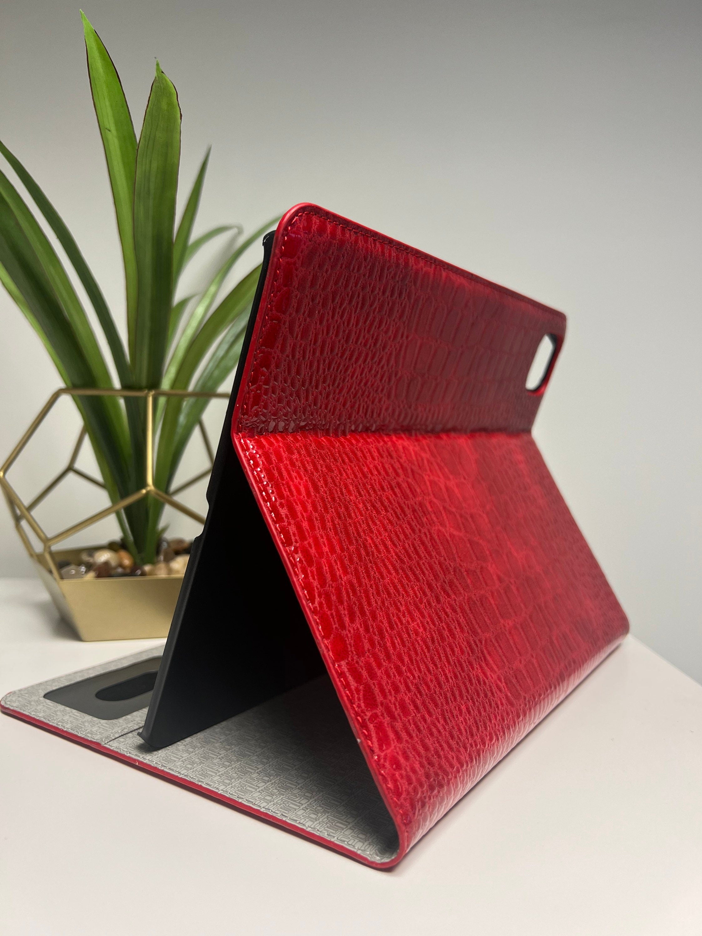 Red Croc iPad Air Case: Personalized 10.9 inch 4/5 gen PU Leather Cover