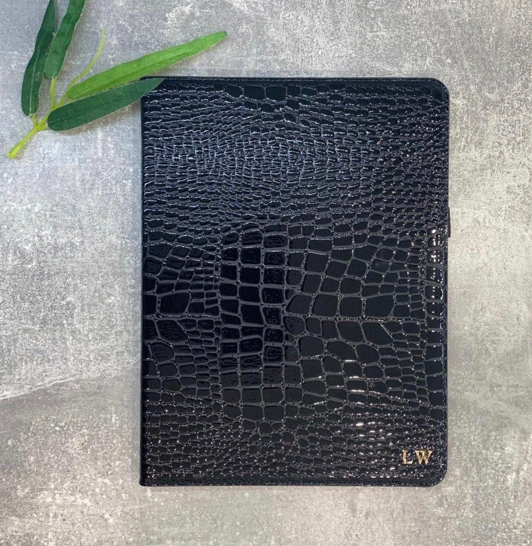 Personalized Black Croc PU Leather iPad Mini 6 Case