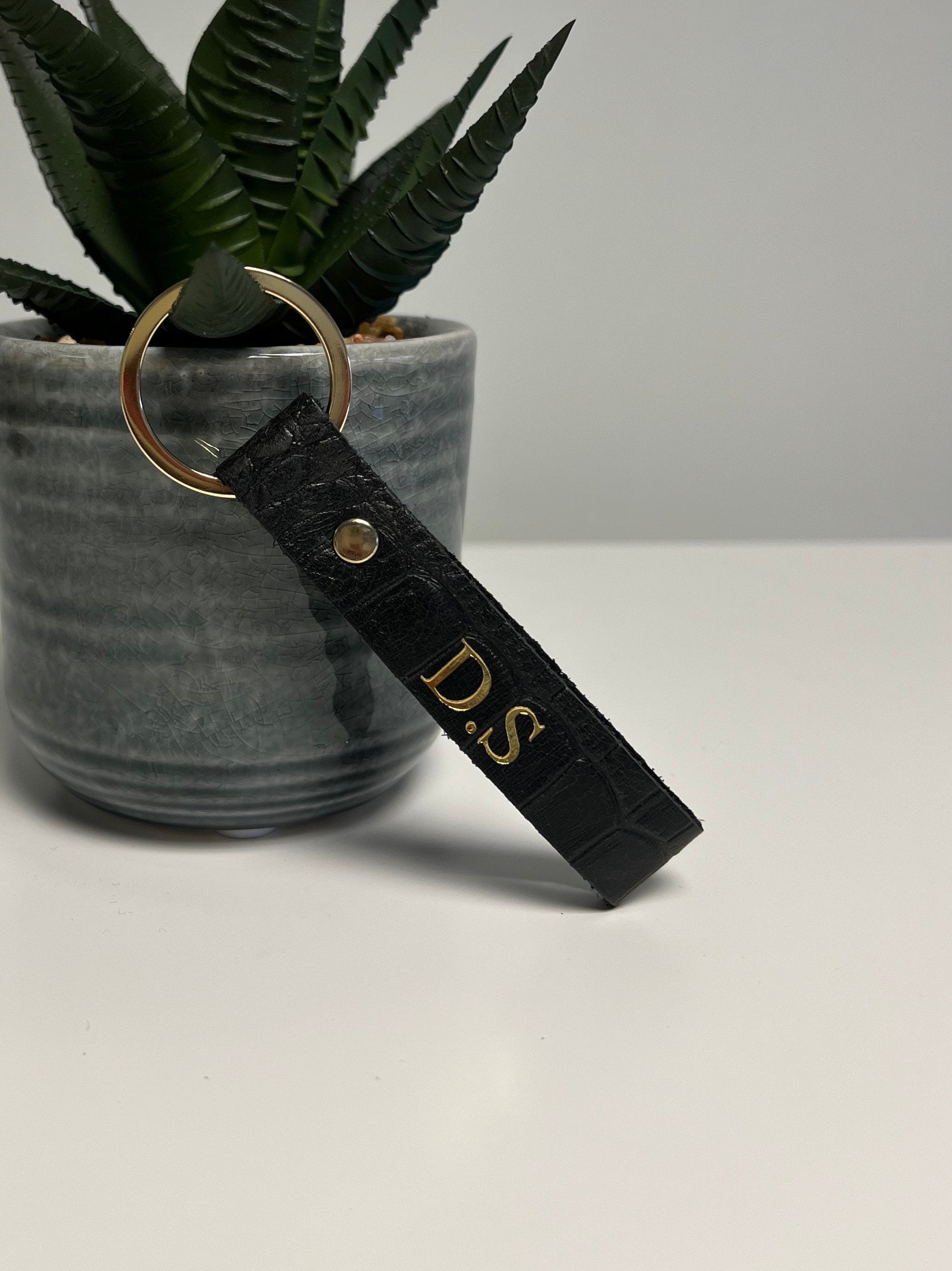 Personalized Leather Keyring: Hot-stamped Monogram, Genuine Leather