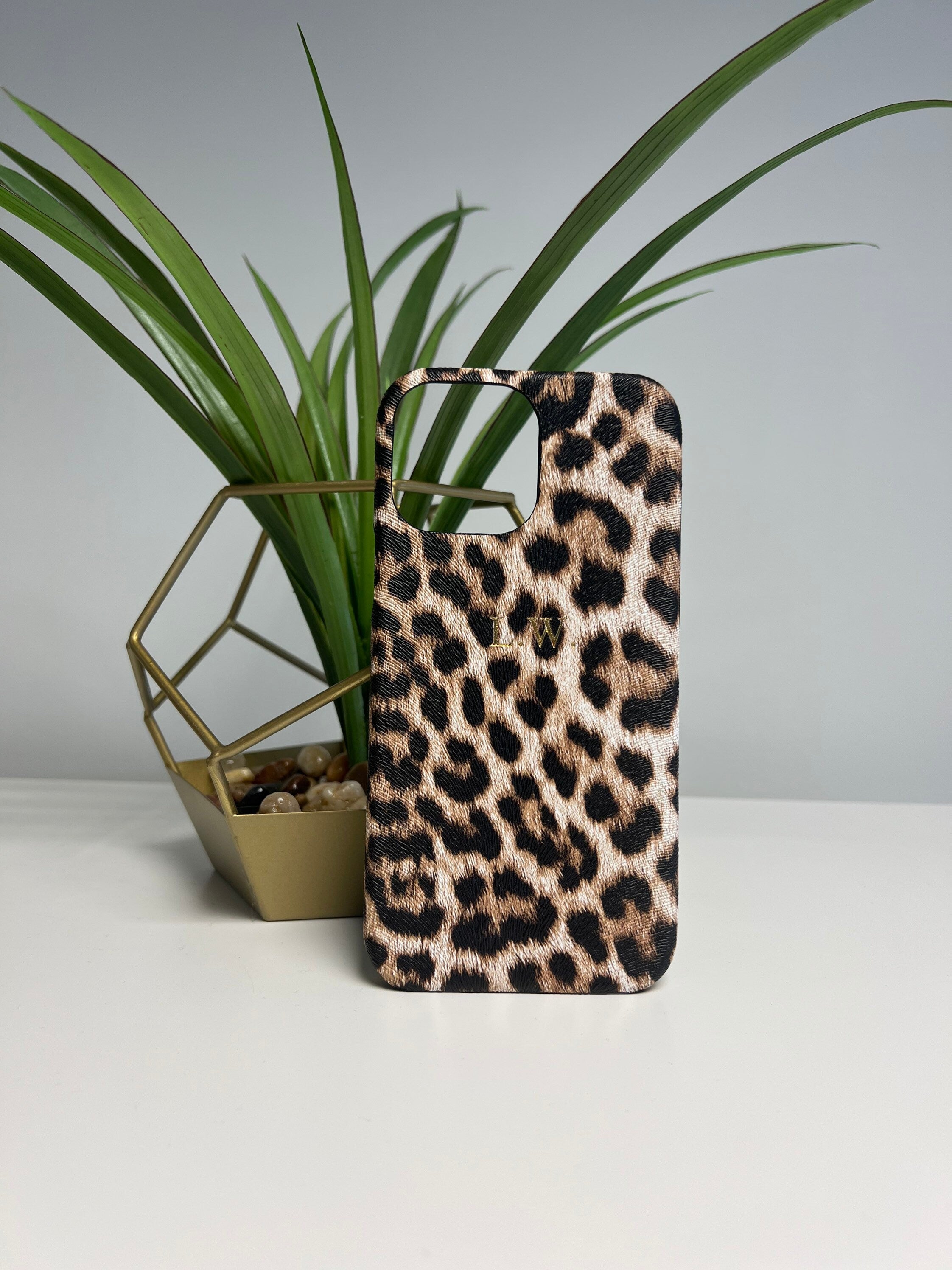 Brown leopard print iphone case | personalised with any name or initials | customised phone cover