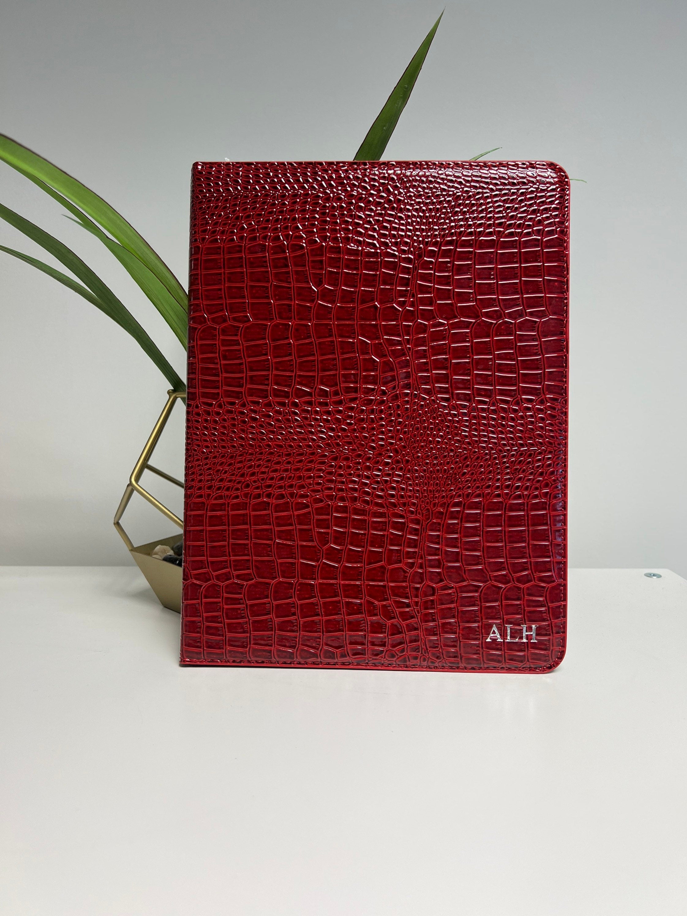 Red Croc iPad Air Case: Personalized 10.9 inch 4/5 gen PU Leather Cover