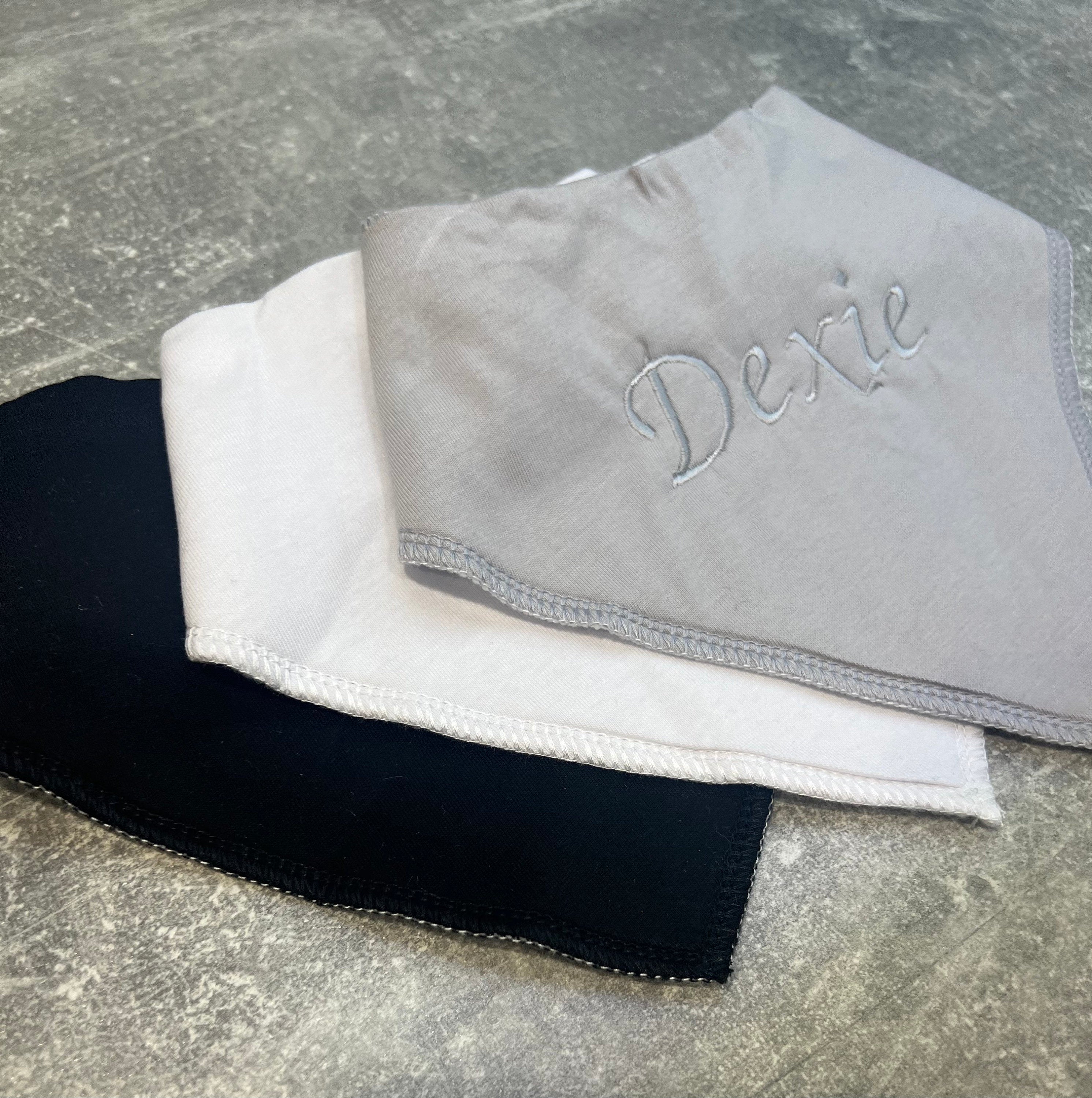 Personalized Baby Dribble Bib: Embroidered Handkerchief Style