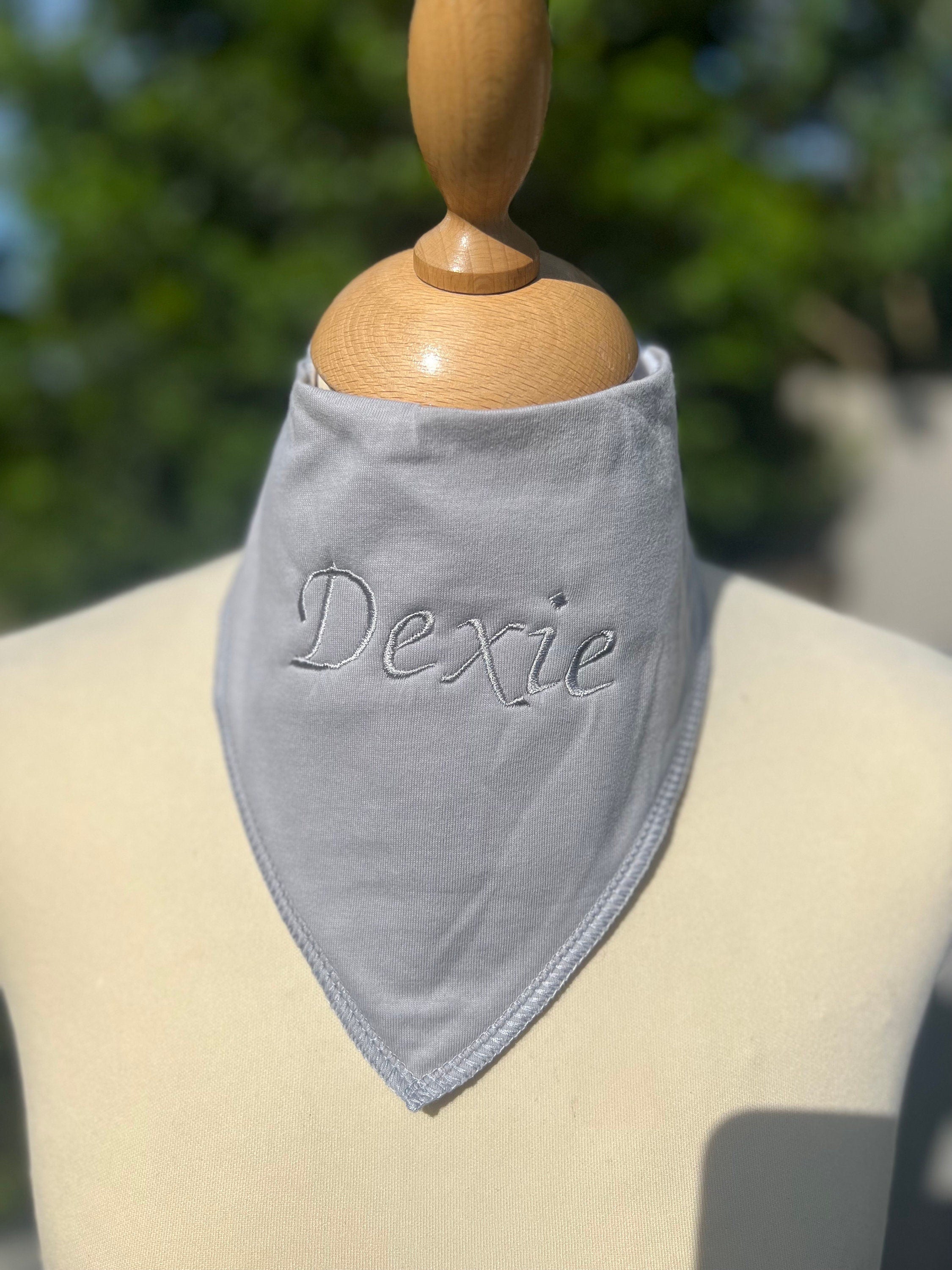 Personalized Baby Dribble Bib: Embroidered Handkerchief Style