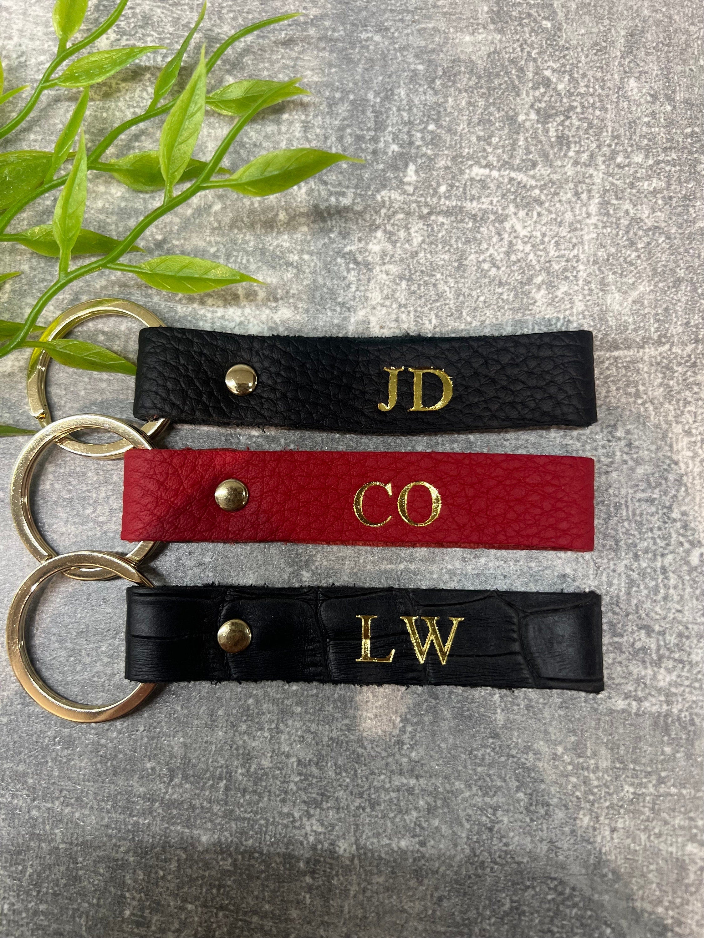 Personalized Leather Keyring: Hot-stamped Monogram, Genuine Leather