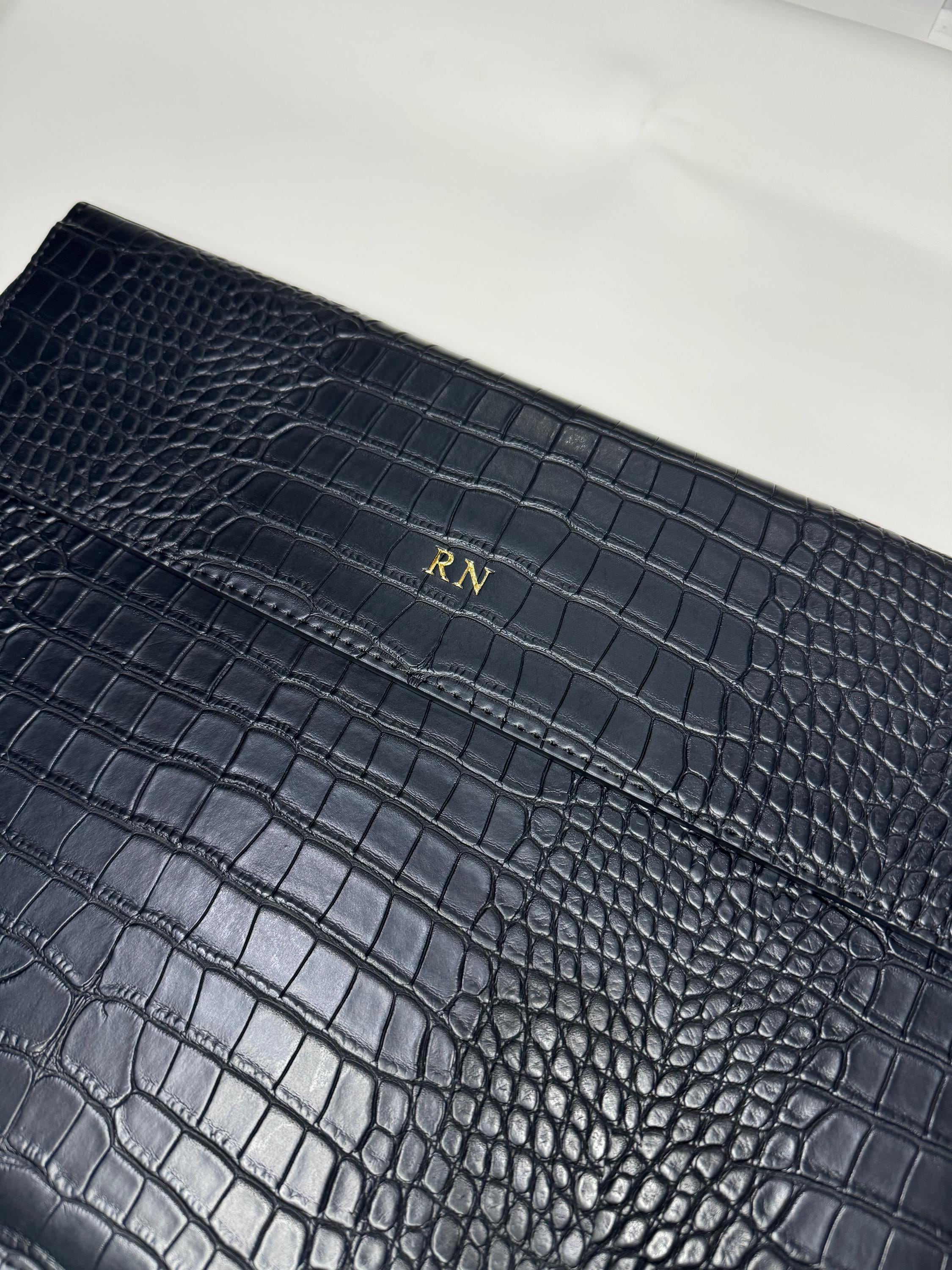 15 Inch laptop case in black croc | personalised with any name or initials | laptop sleeve | tablet cover| laptop bag