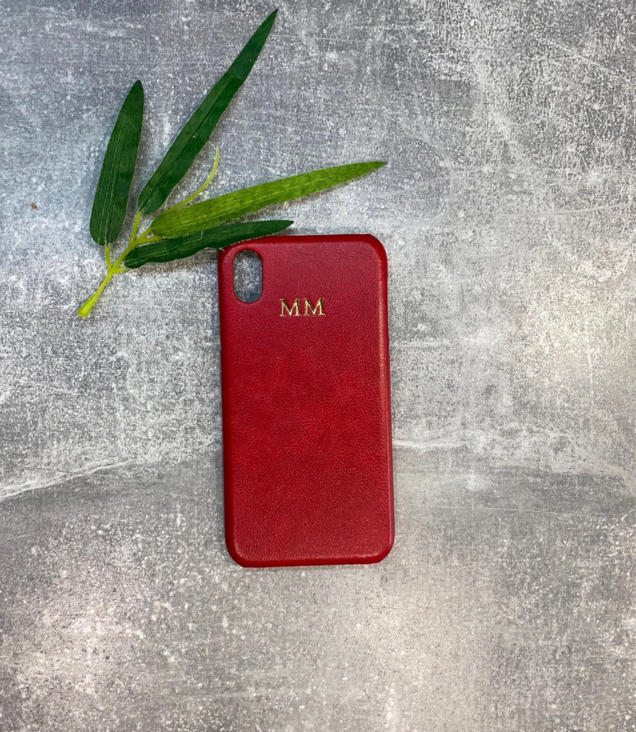 Personalised Red PU leather iphone case