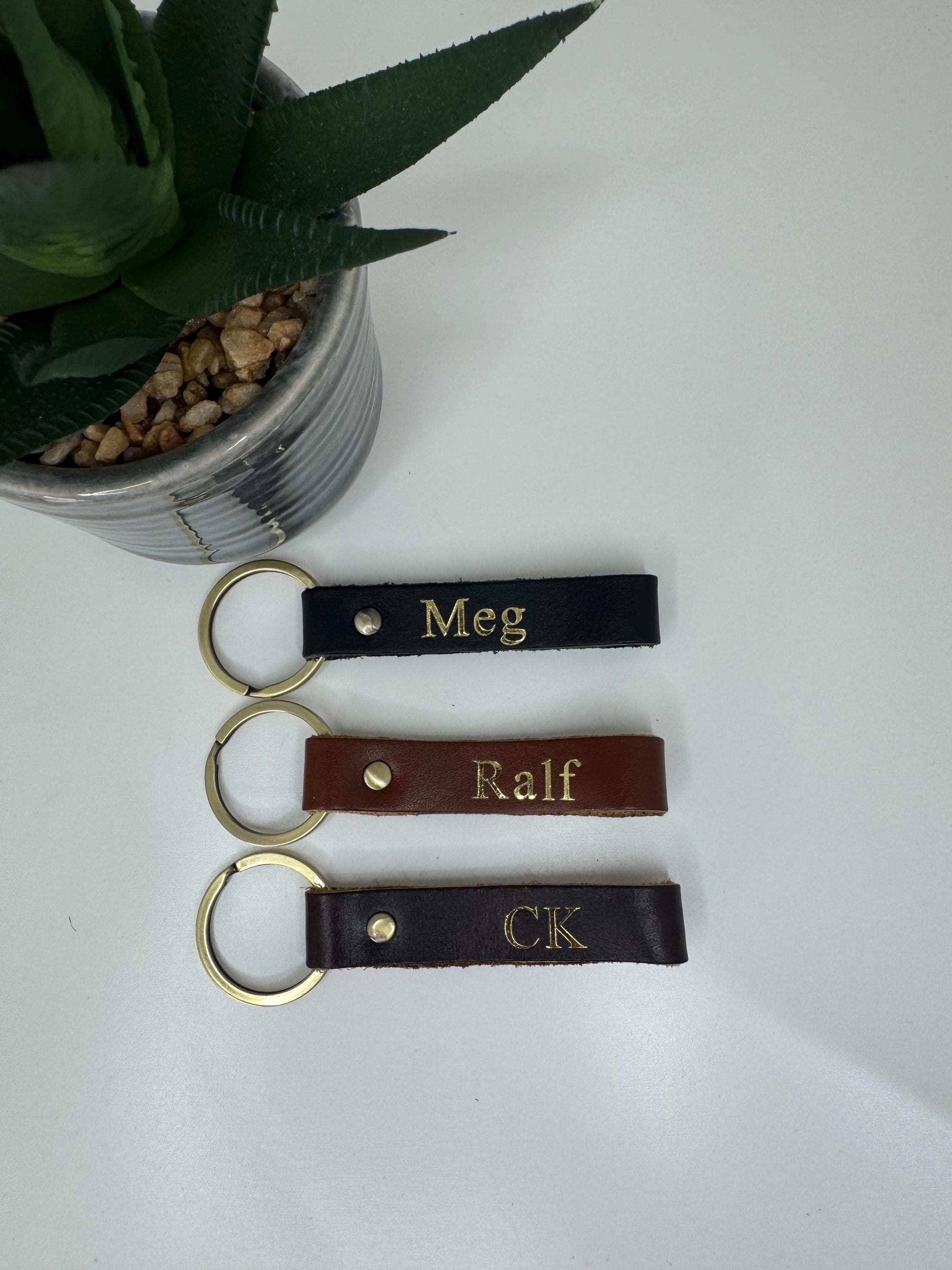 Leather strap keyring | personalised with any name or initials | keychain holder