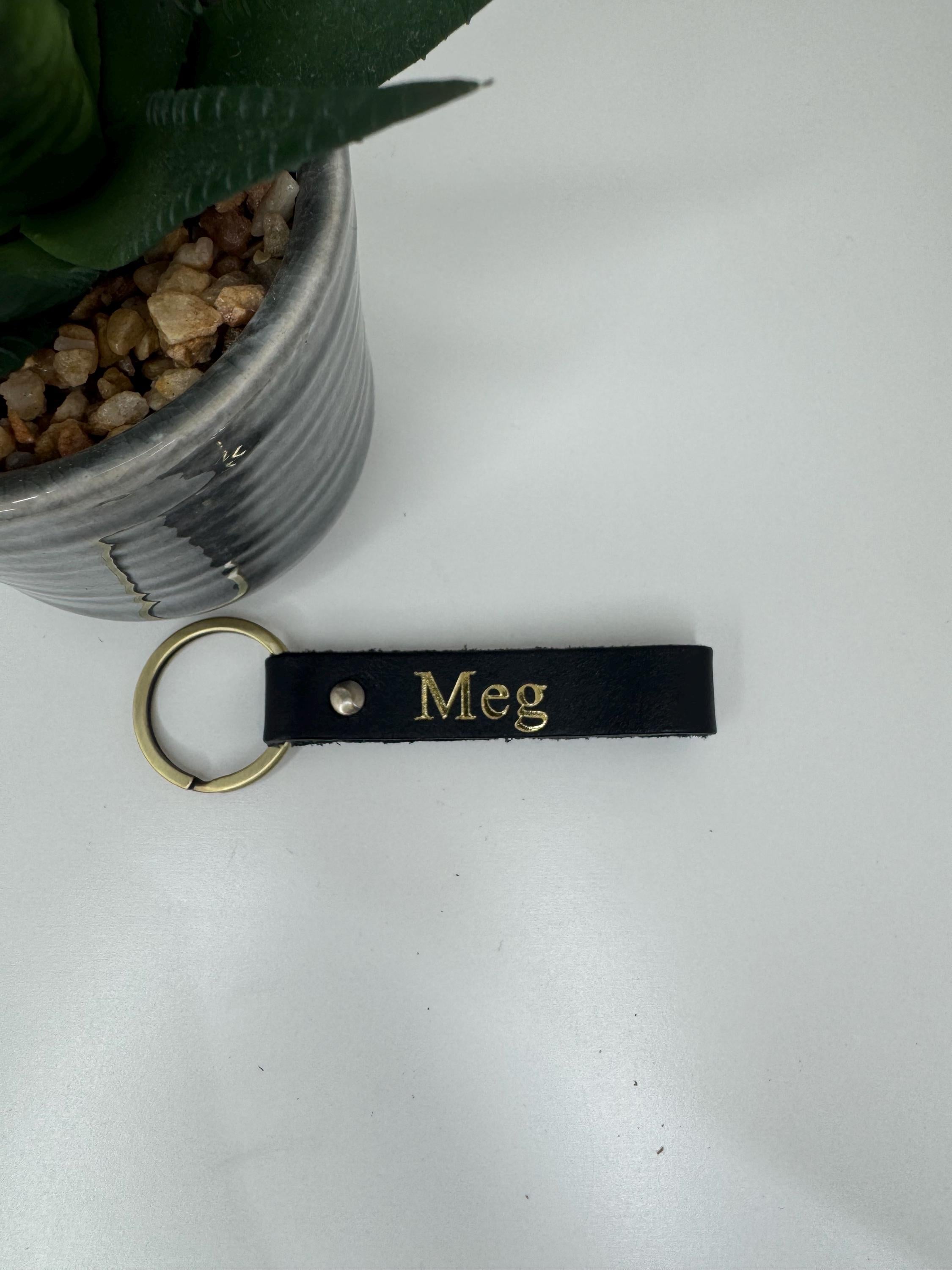 Leather strap keyring | personalised with any name or initials | keychain holder