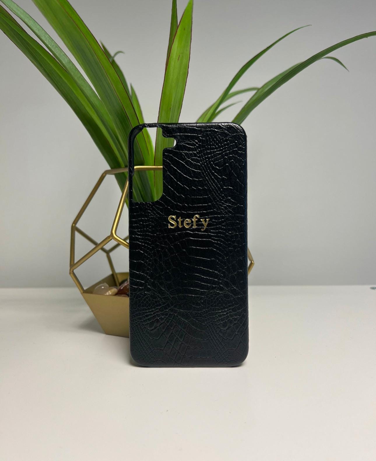 Personalized Samsung S22 Leather Phone Case: Foil Initials