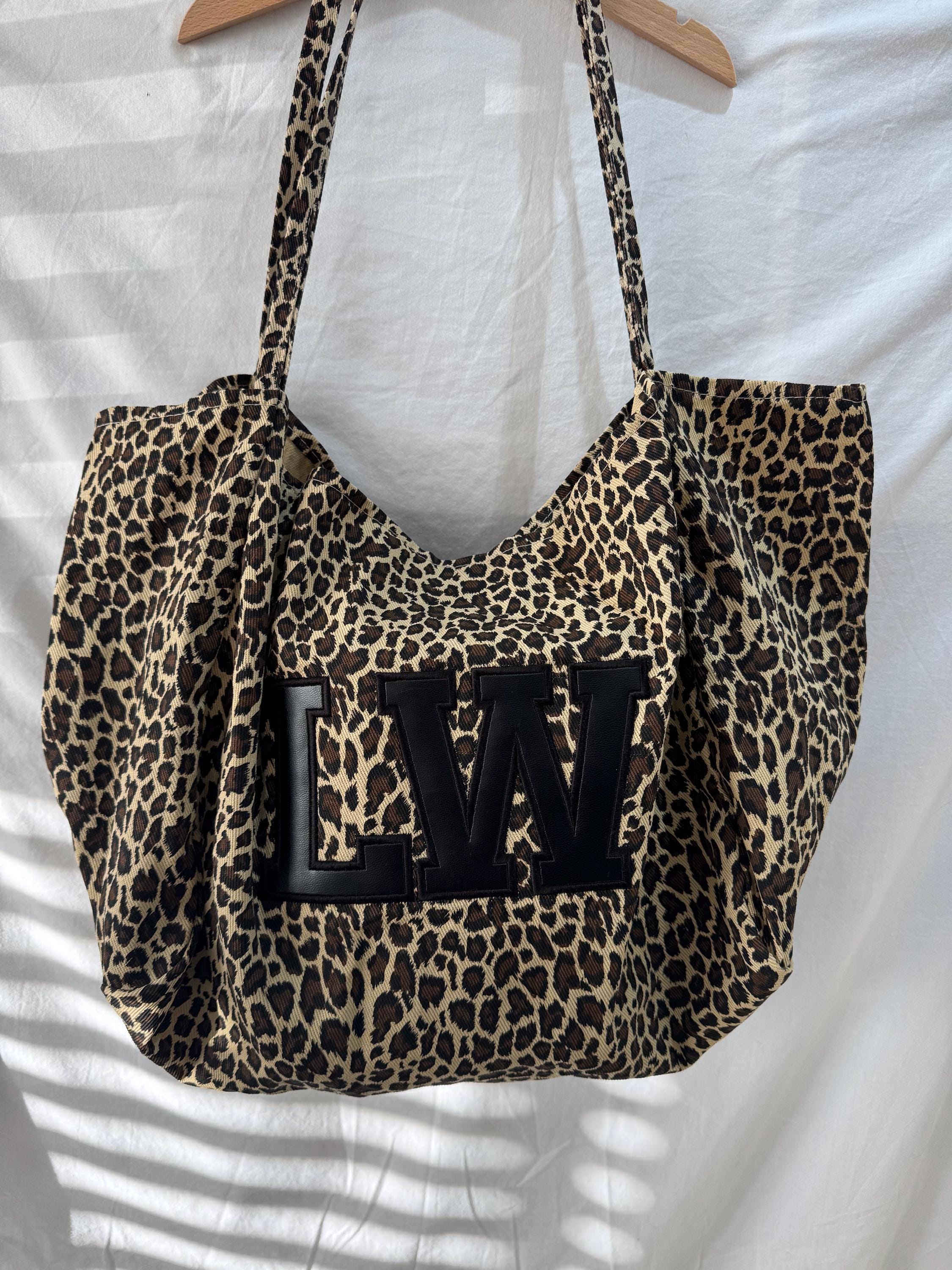 Personalised leopard print tote with large letters
