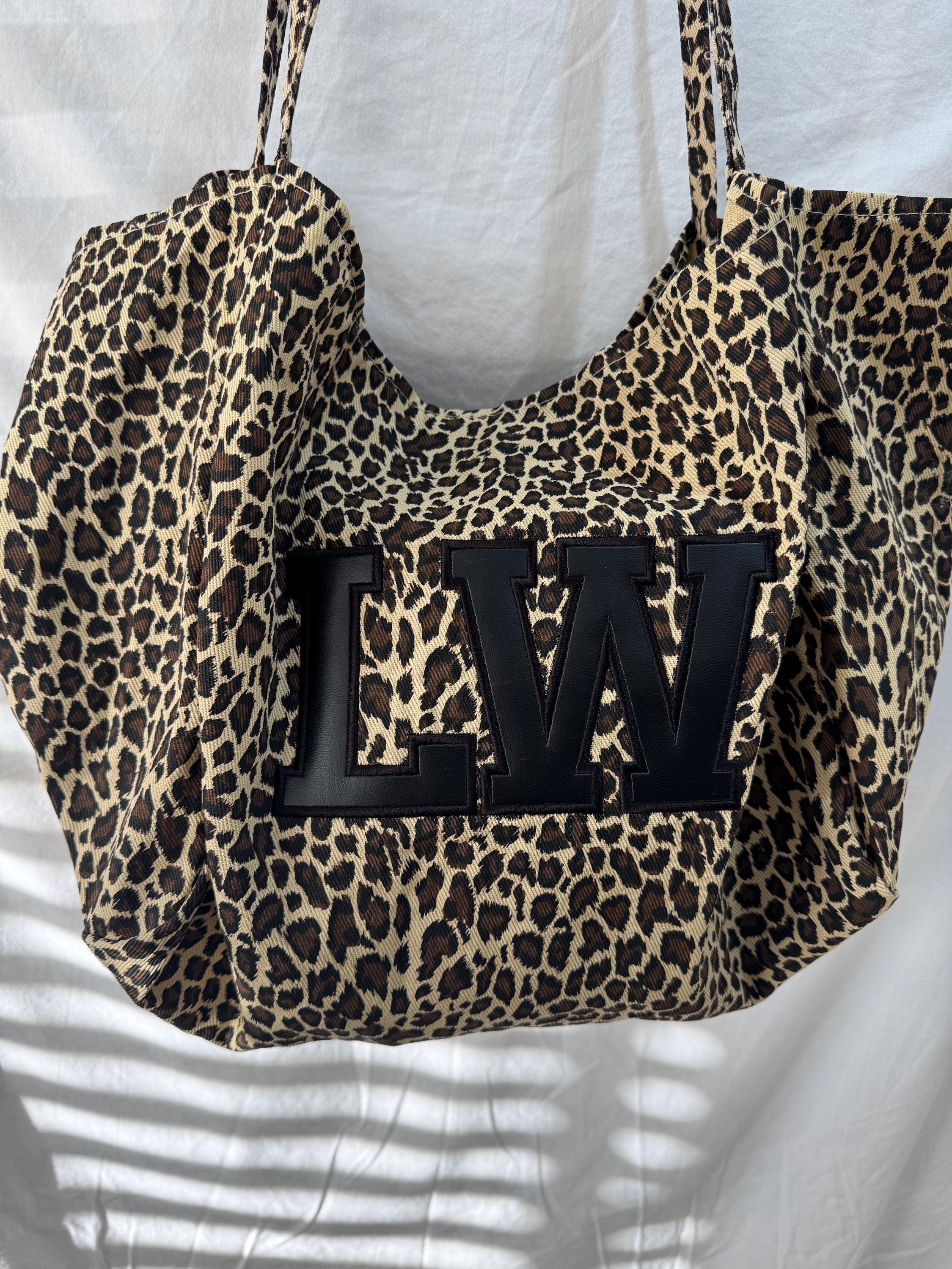 Personalised leopard print tote with large letters