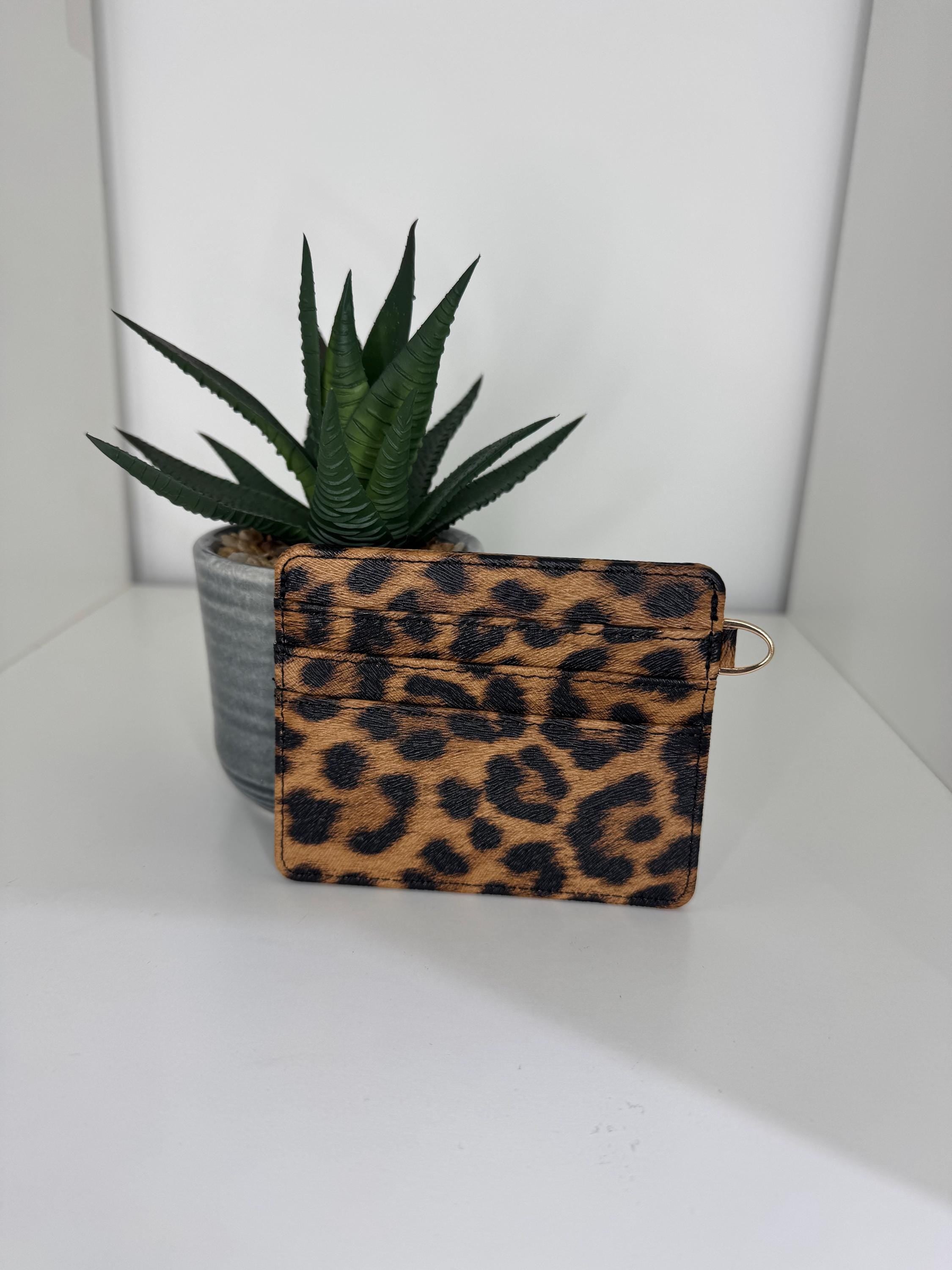 Leopard Print Leather Card Holder: Personalized Wallet