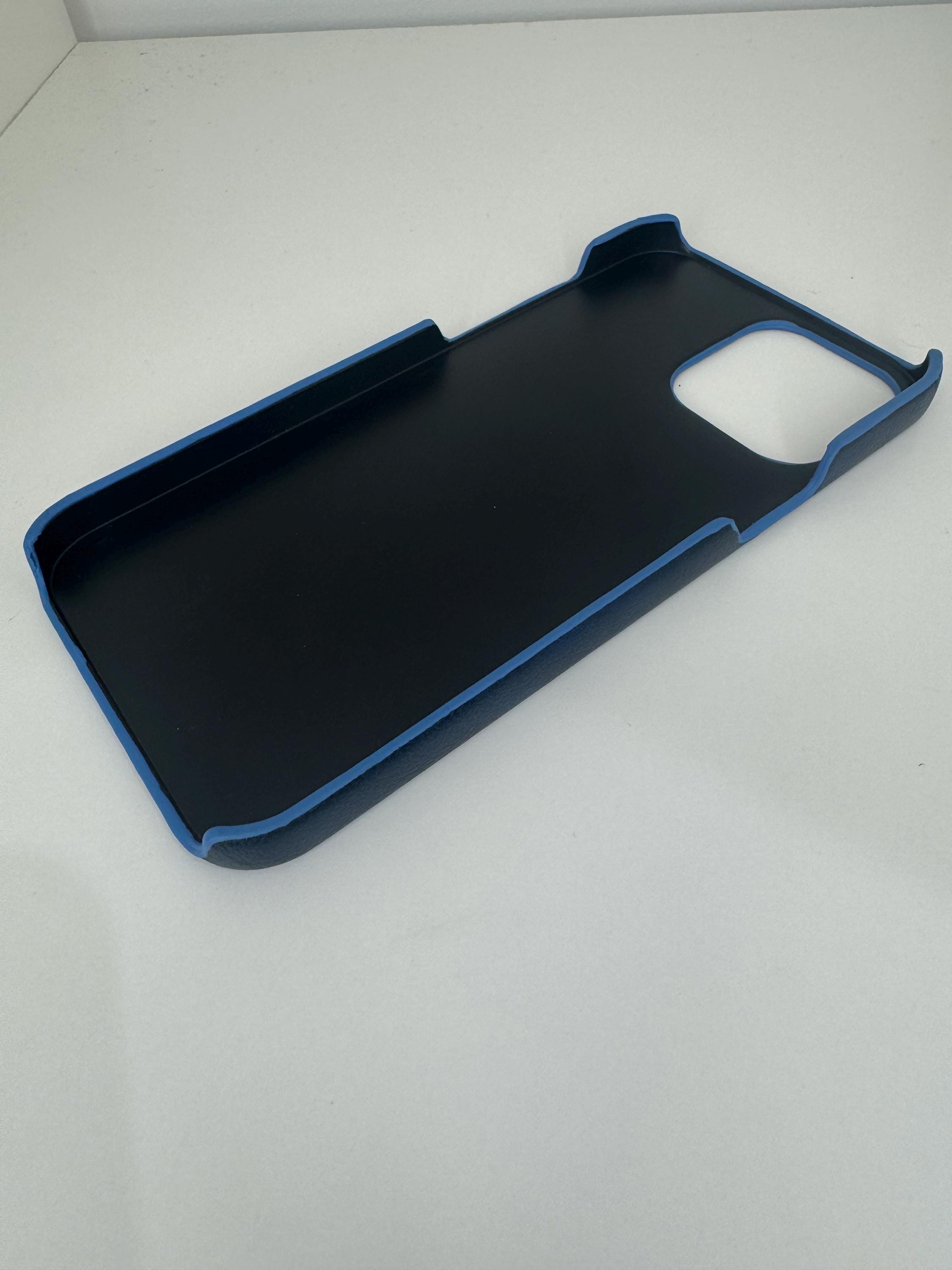 Personalised Blue PU leather iphone case