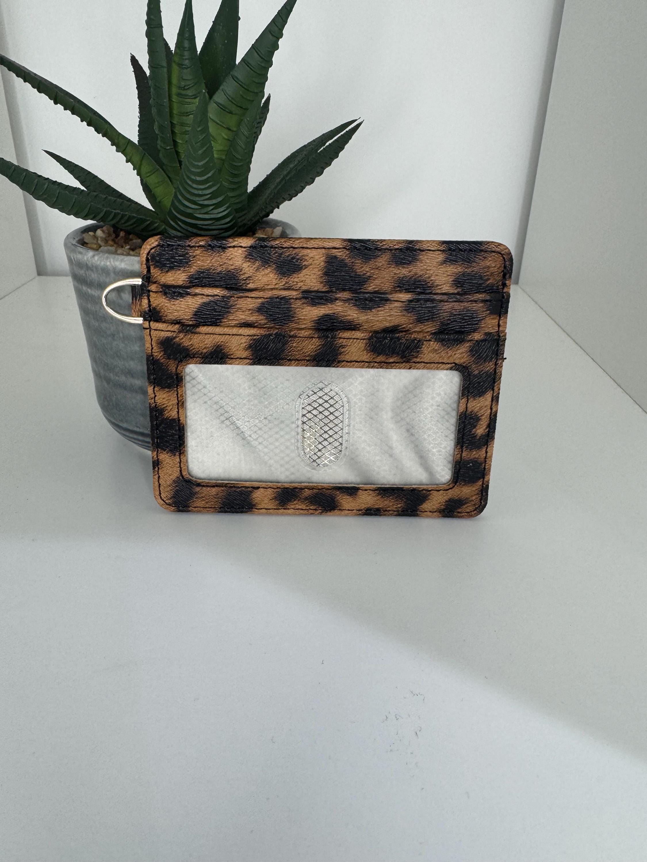 Leopard Print Leather Card Holder: Personalized Wallet