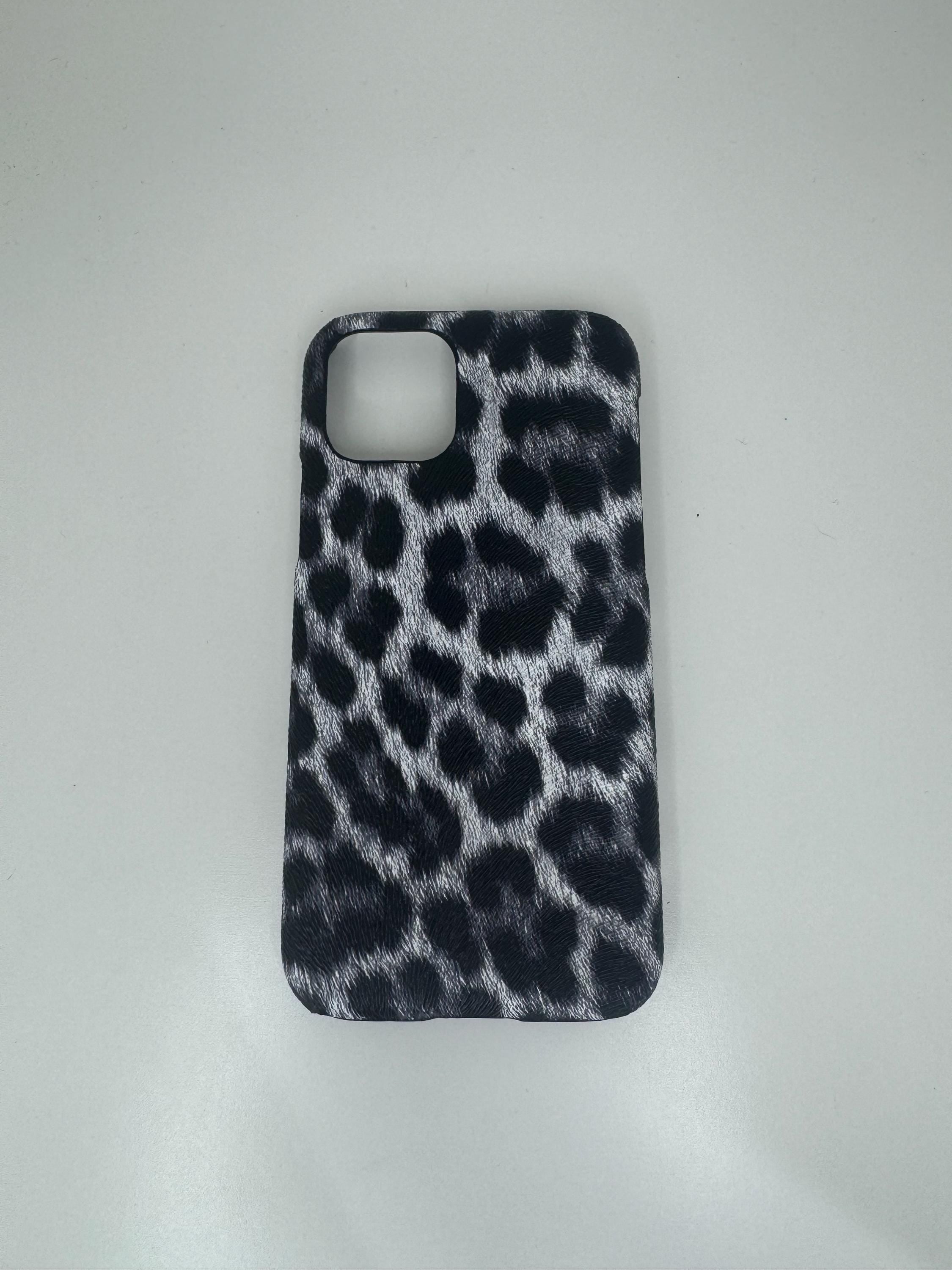 Grey leopard print iphone case | personalised with any name or initials | customised phone cover