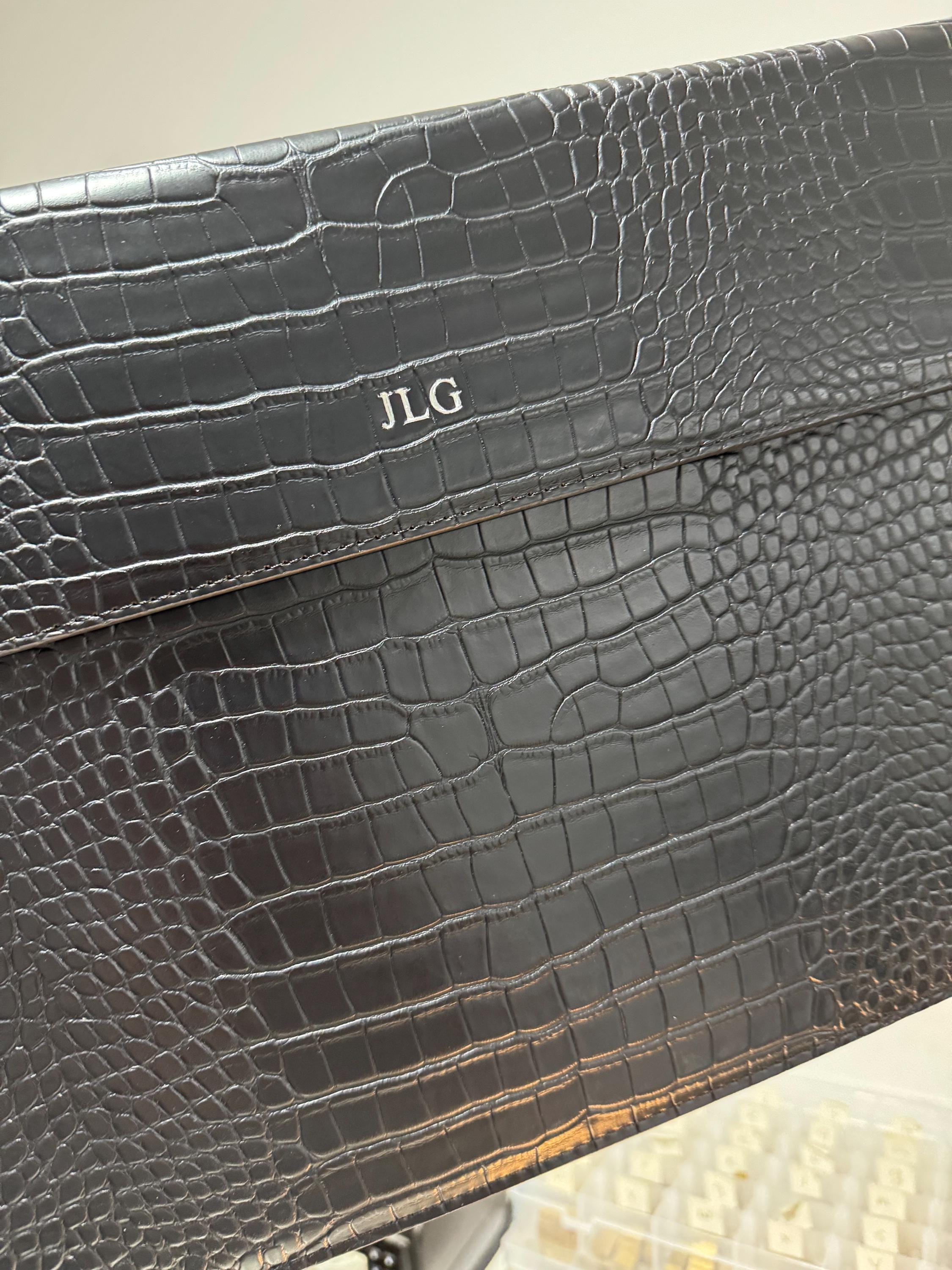 15 Inch laptop case in black croc | personalised with any name or initials | laptop sleeve | tablet cover| laptop bag