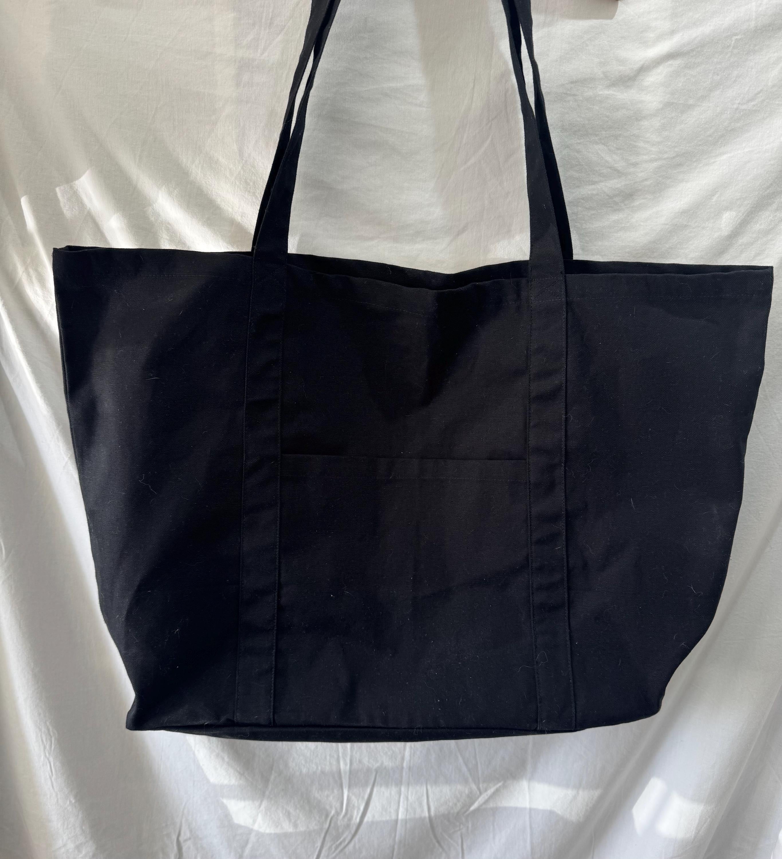 Black oversized tote bag personalised with leopard print large letters