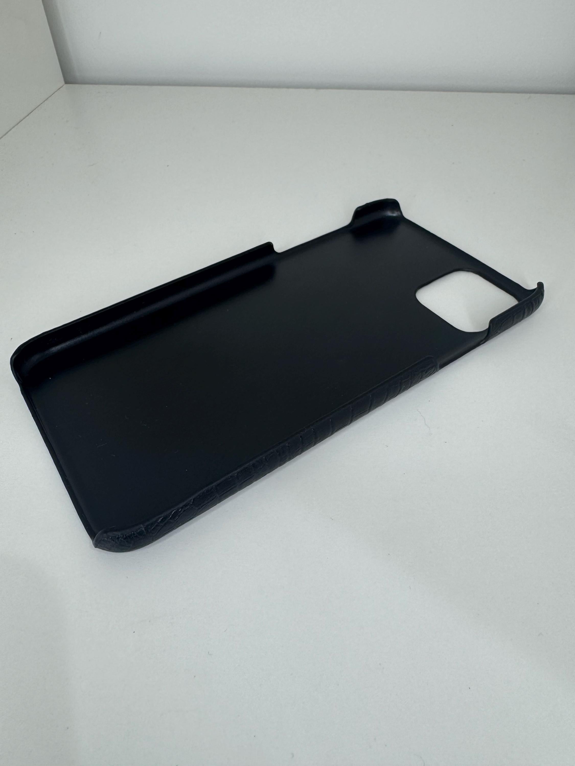 Black croc PU leather iphone case personalised with any initials or name