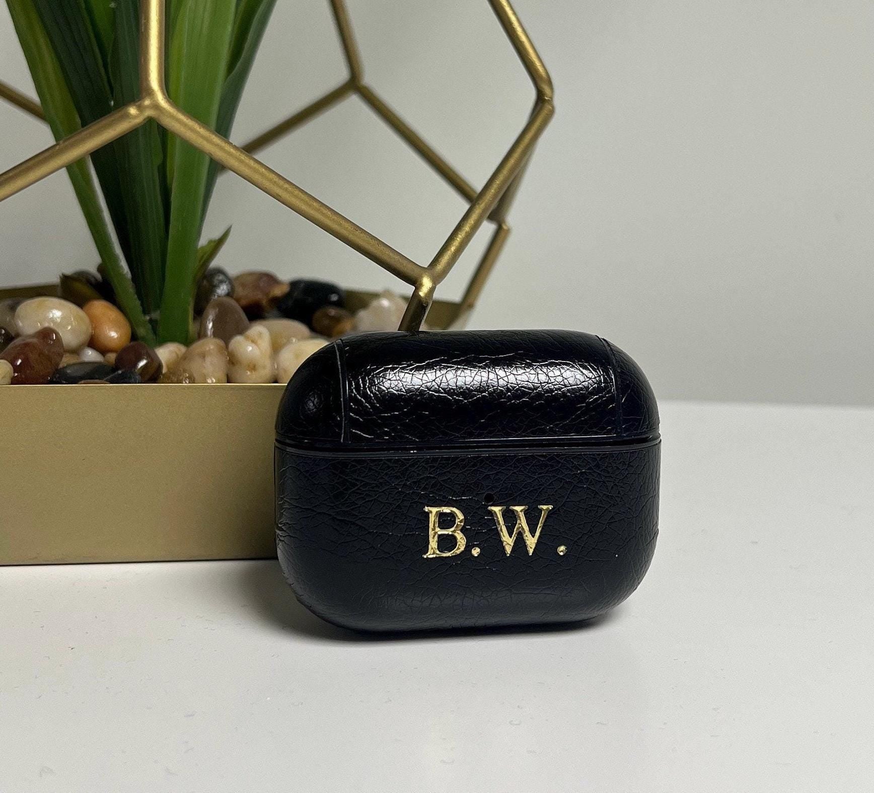 Black AirPods Pro case pu leather | personalised with any name or initials