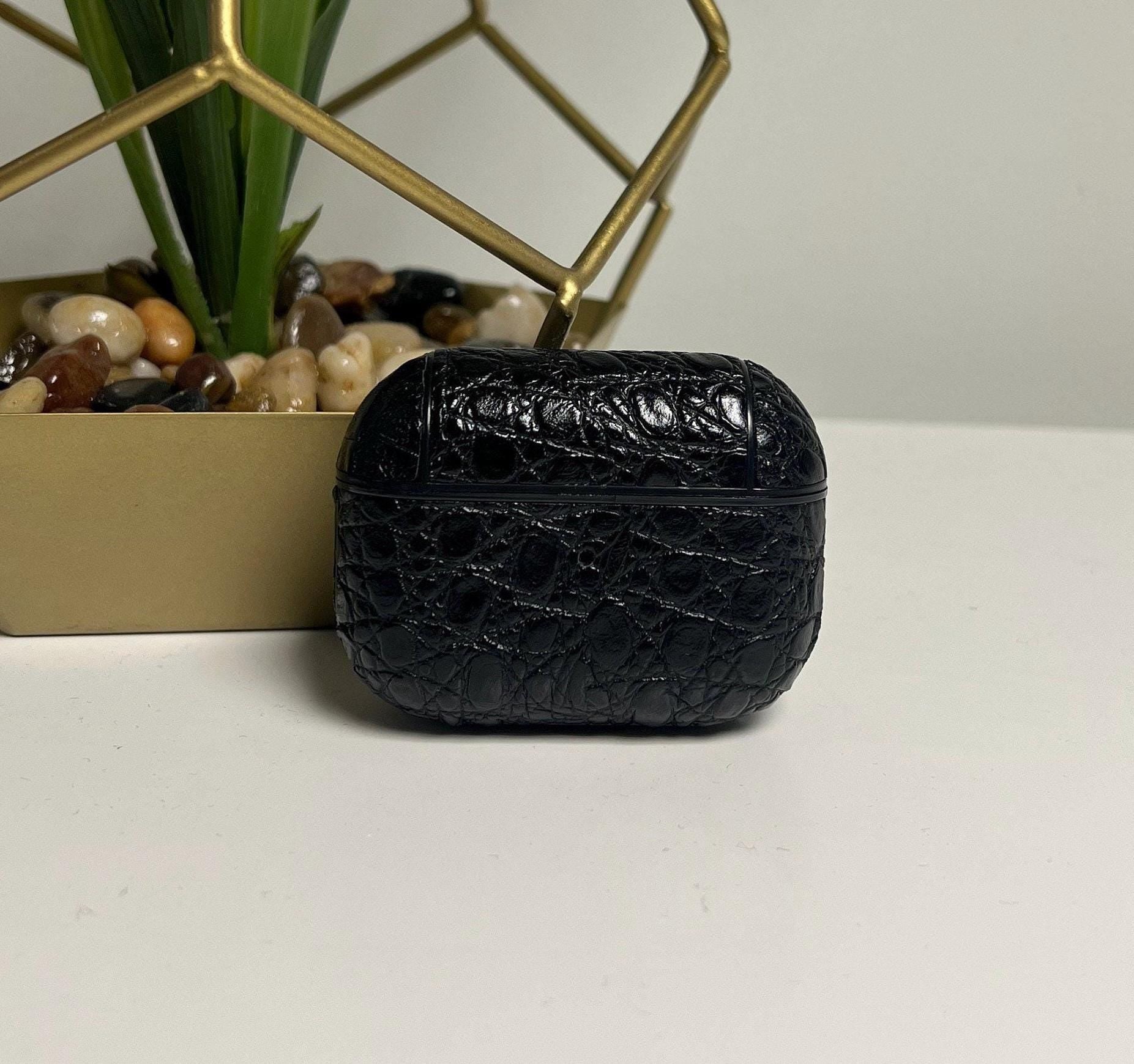 Black croc AirPods Pro case pu leather | personalised with any name or initials