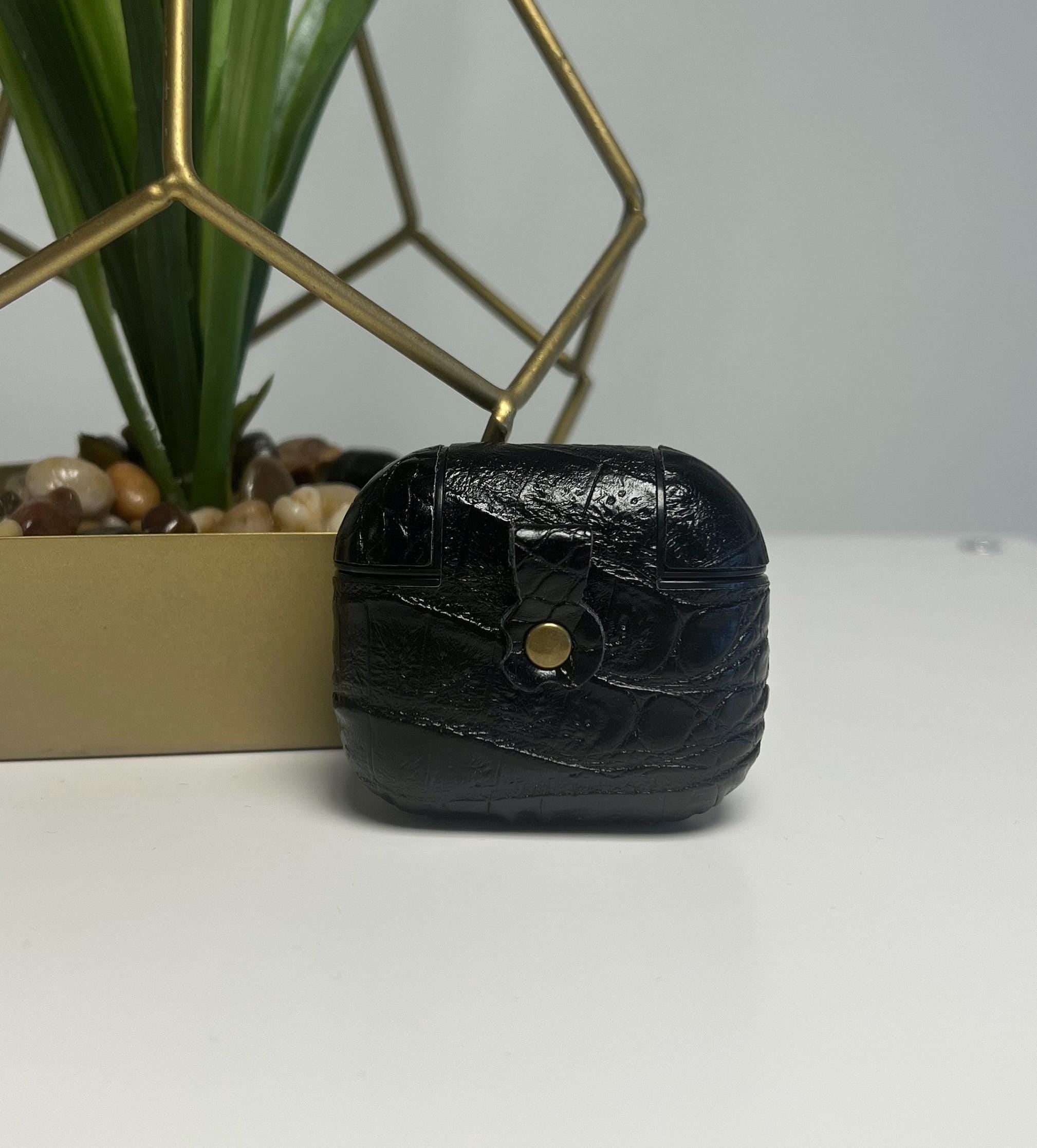 Black croc AirPods 3 case pu leather | personalised with any name or initials