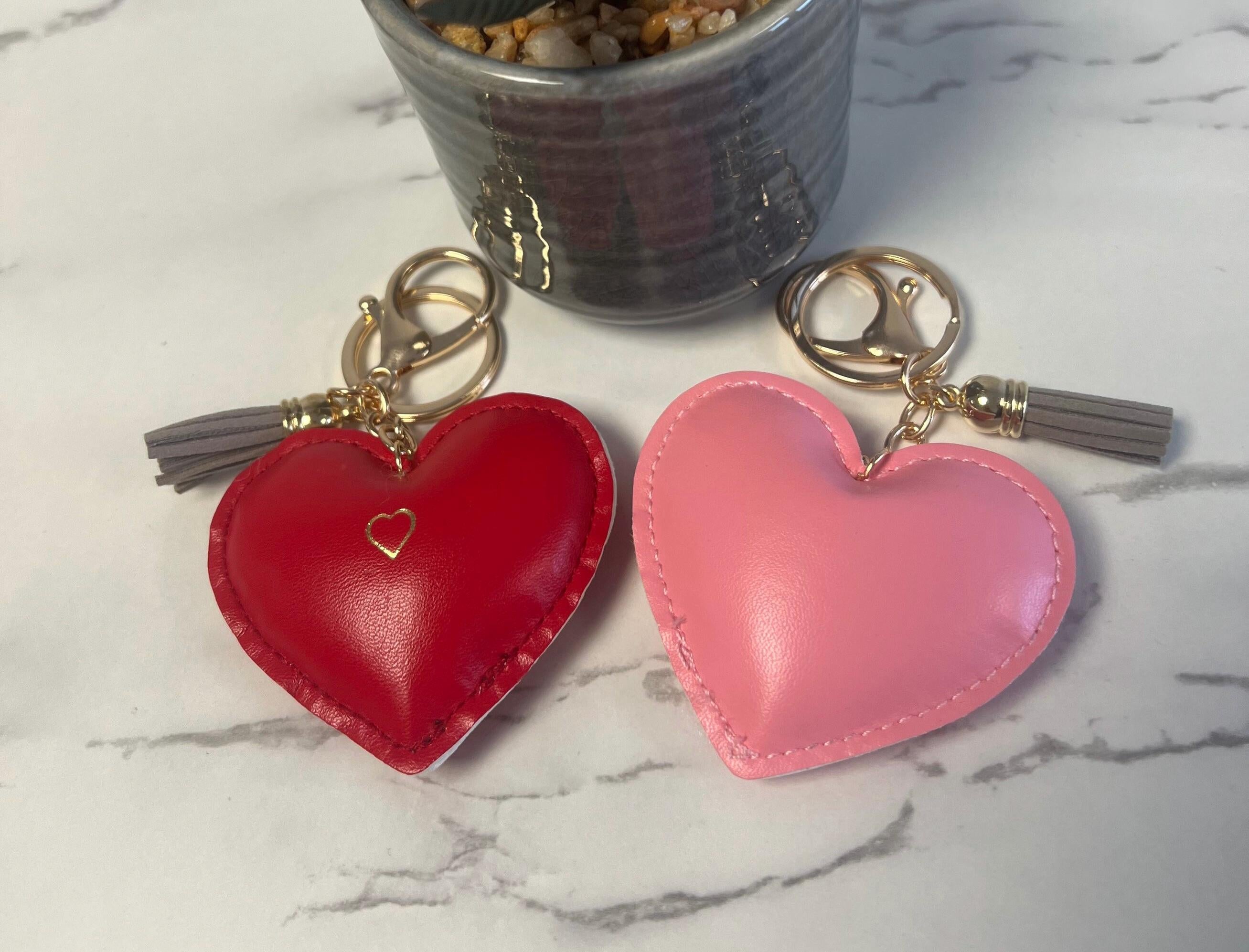 Personalized Heart Keyring: Leather Tassel Keychain, Initial Gift