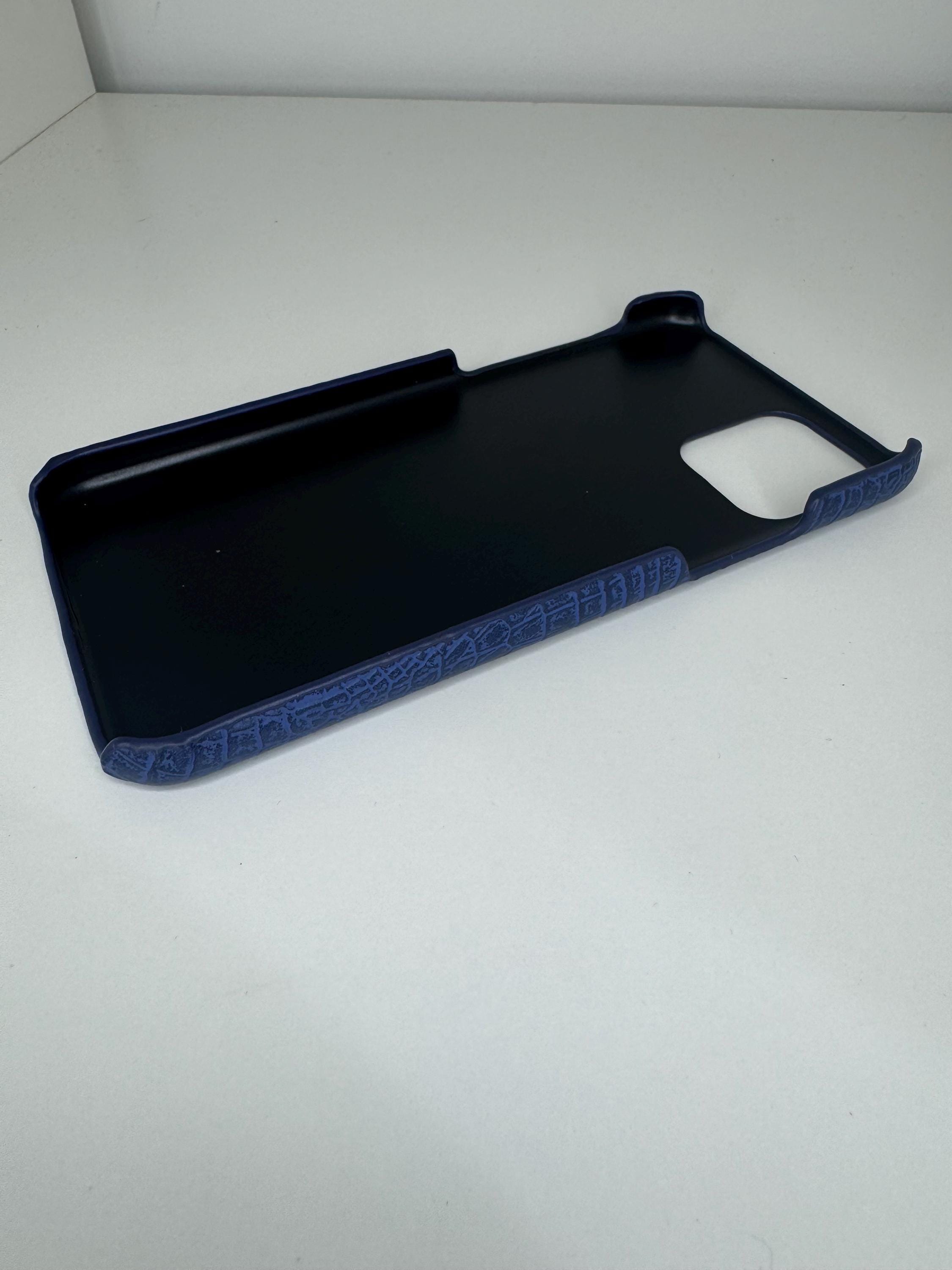 Blue croc PU leather iphone case personalised with any initials or name