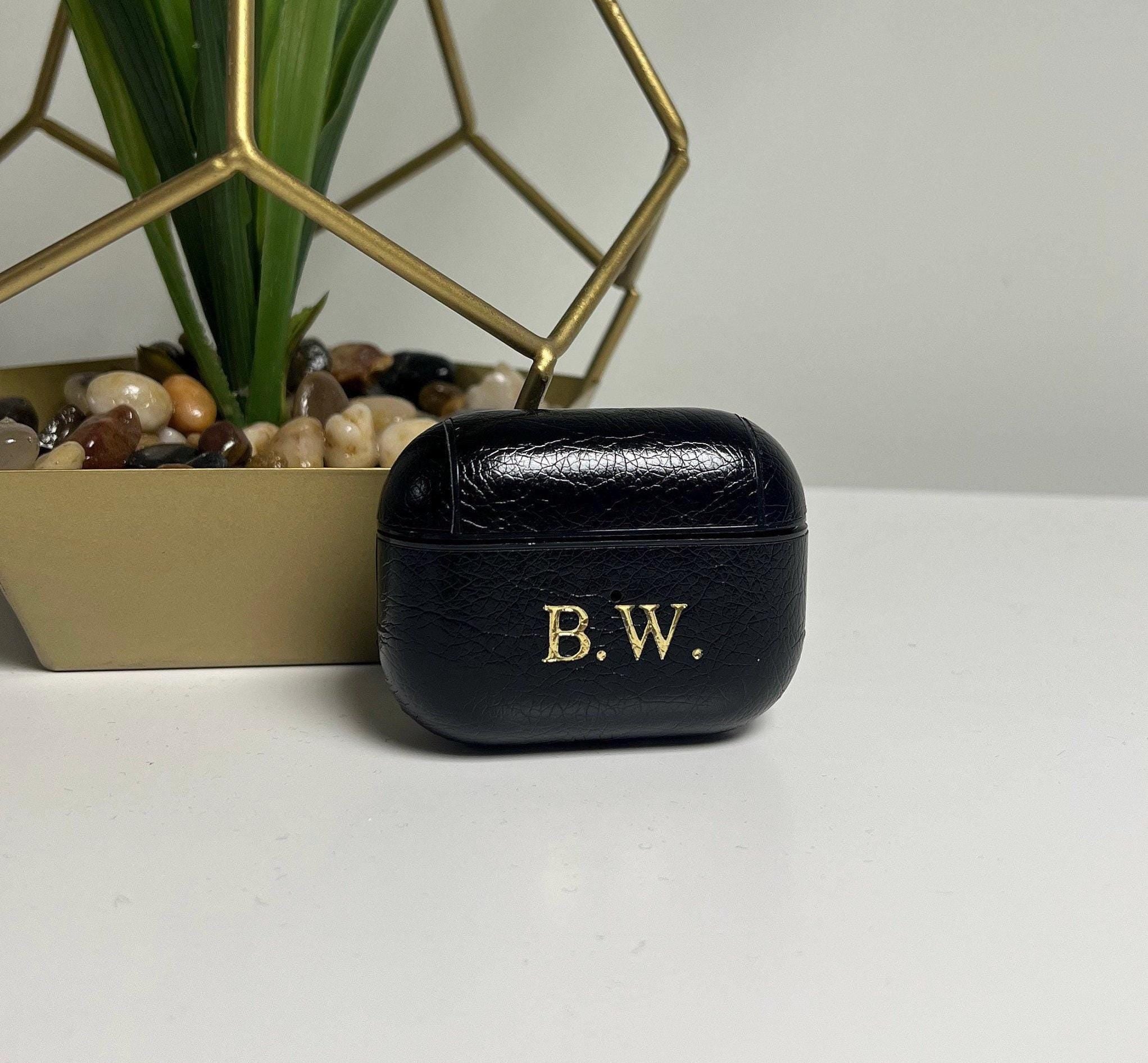 Black AirPods 3 case pu leather | personalised with any name or initials
