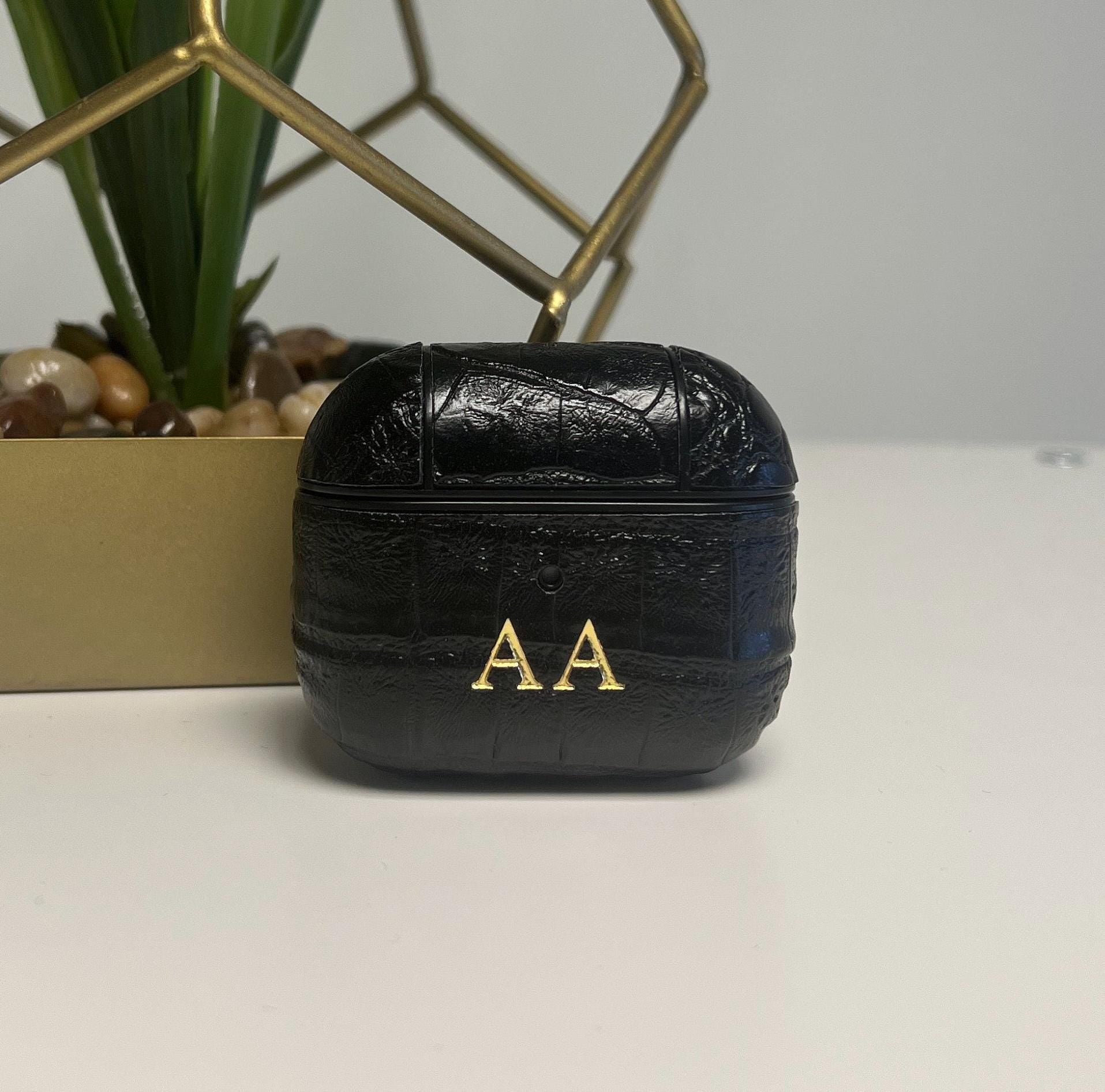 Black croc AirPods 3 case pu leather | personalised with any name or initials