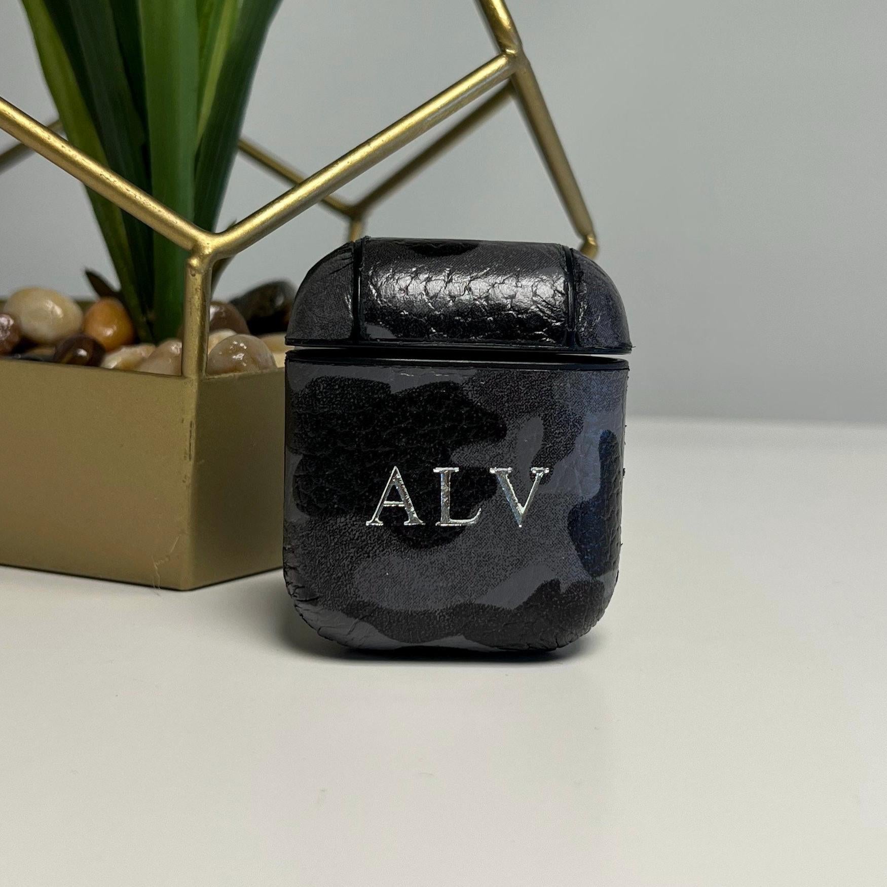 Personalised Grey Camo Apple AirPods case