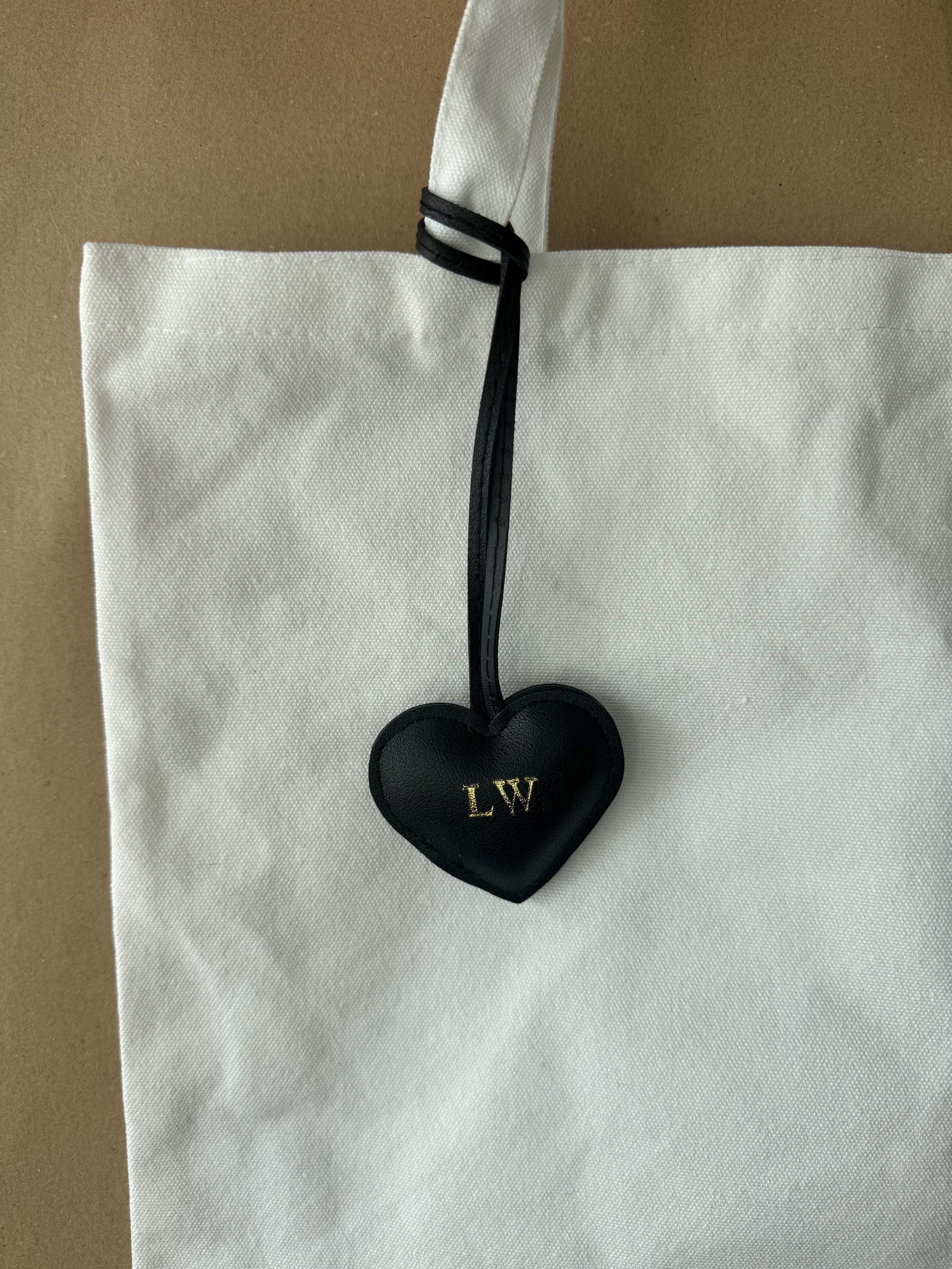 Personalised heart shaped bag charm
