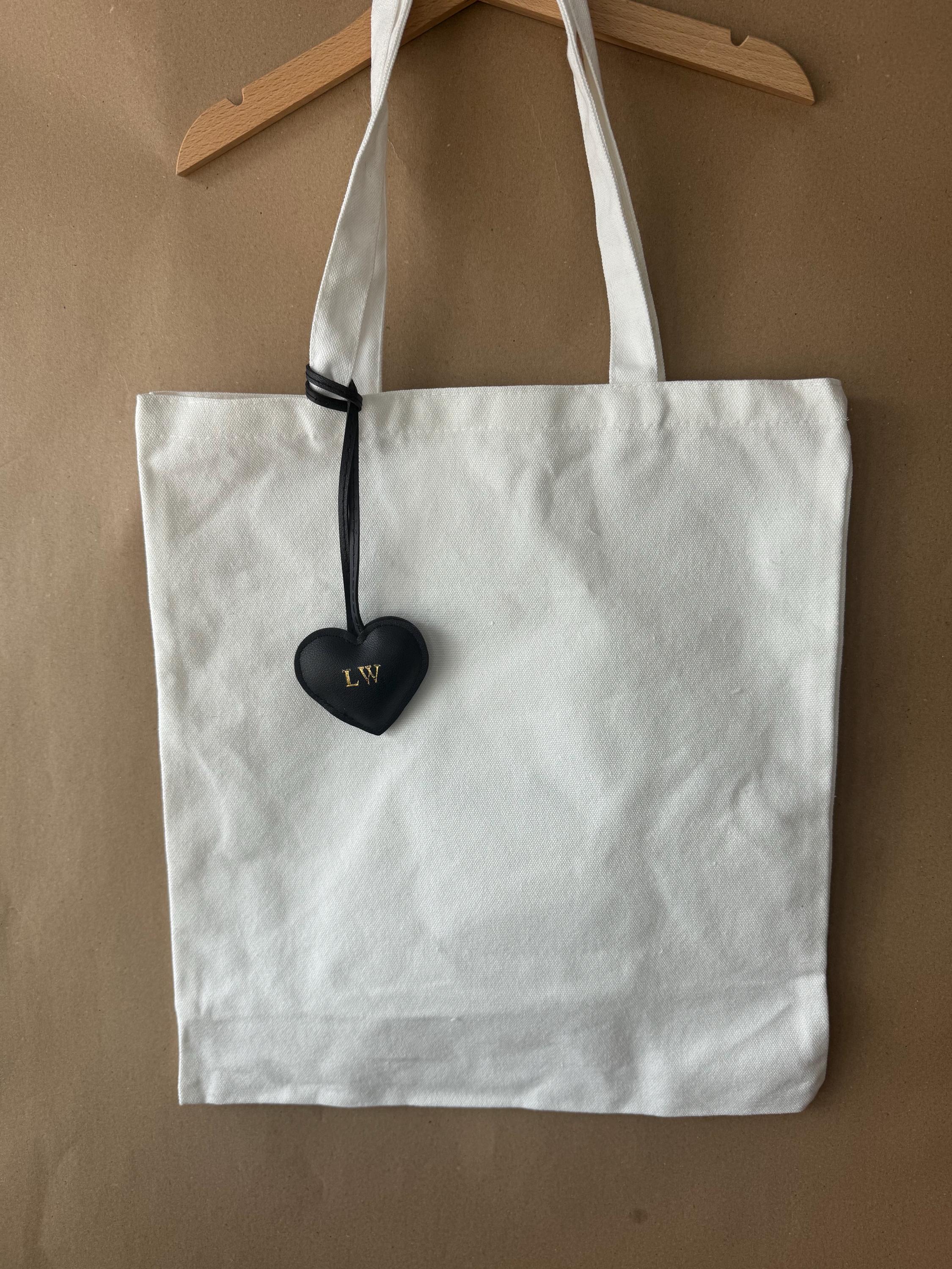 Personalised heart shaped bag charm