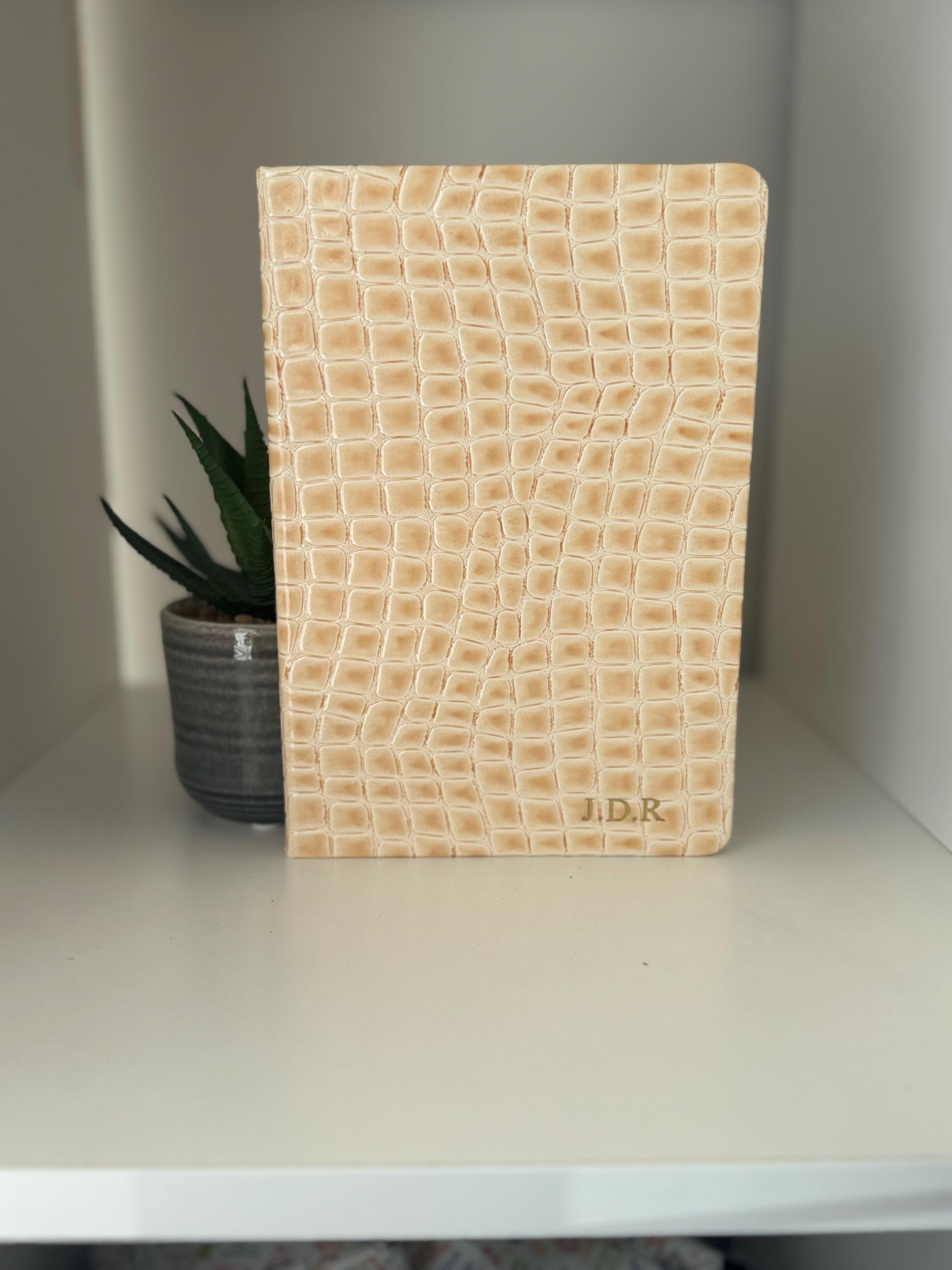Black croc style pu leather hardback A5 notebook | personalised with any name or initials