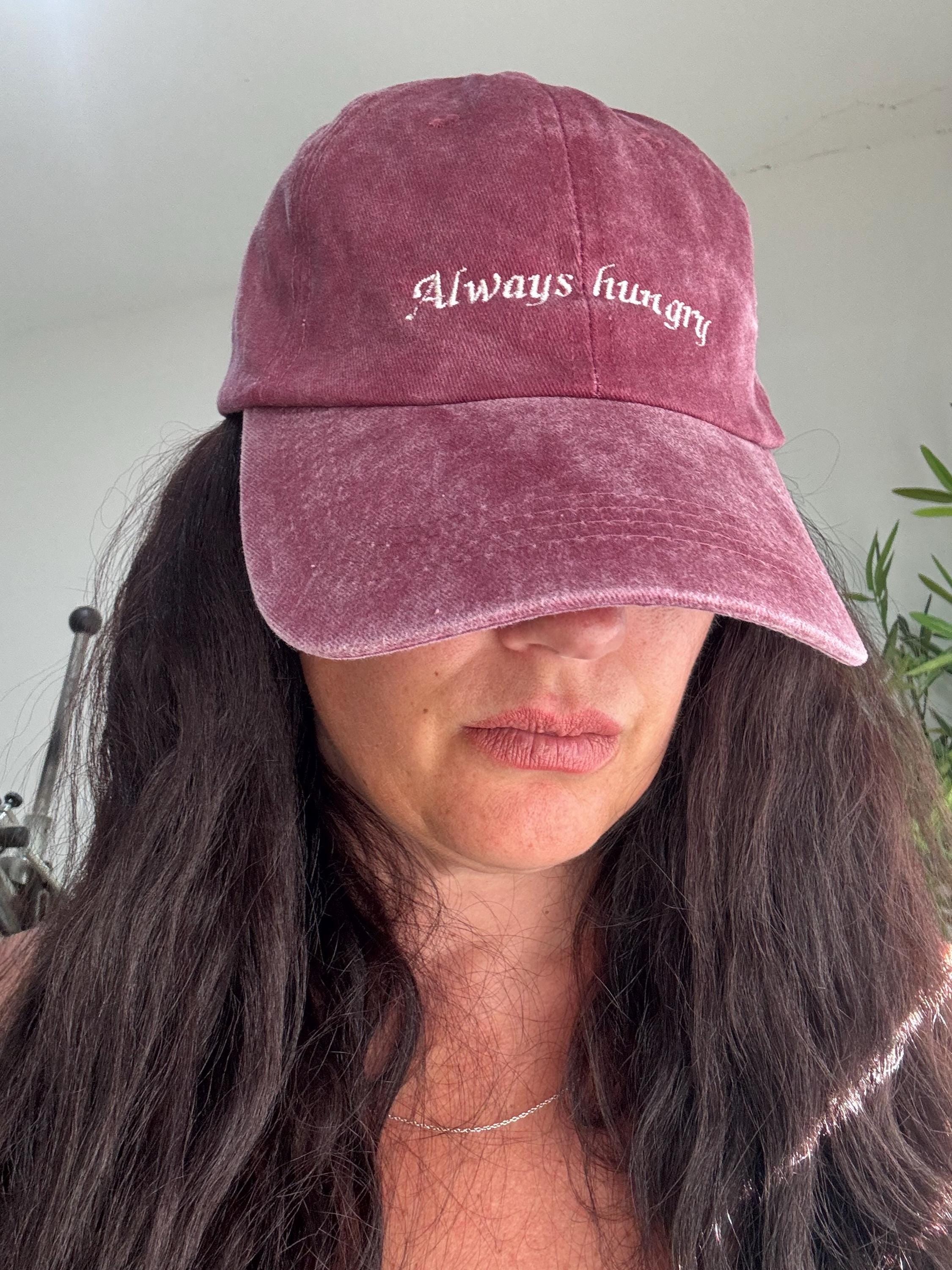 Always Hungry Embroidered Cap – Vintage Washed Burgundy Dad Hat
