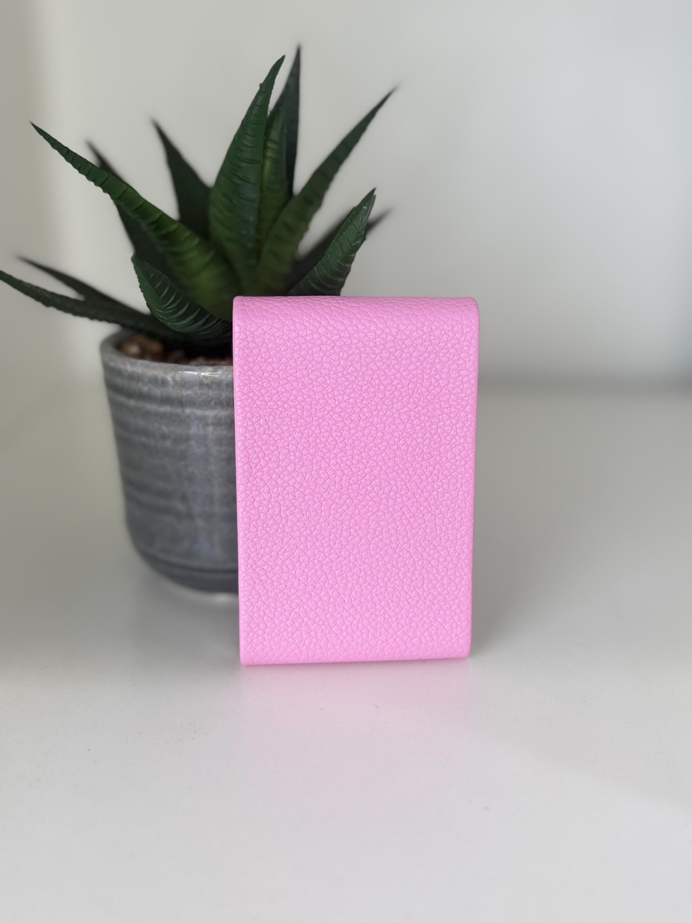 Pink Leather business card holder | personalised with any name or initials