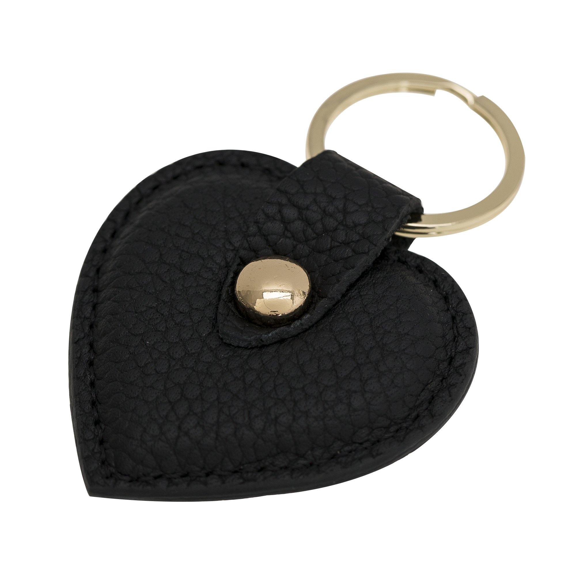Black leather heart keyring with gold hardware personalised with gold letters - PersonalisebyLisa