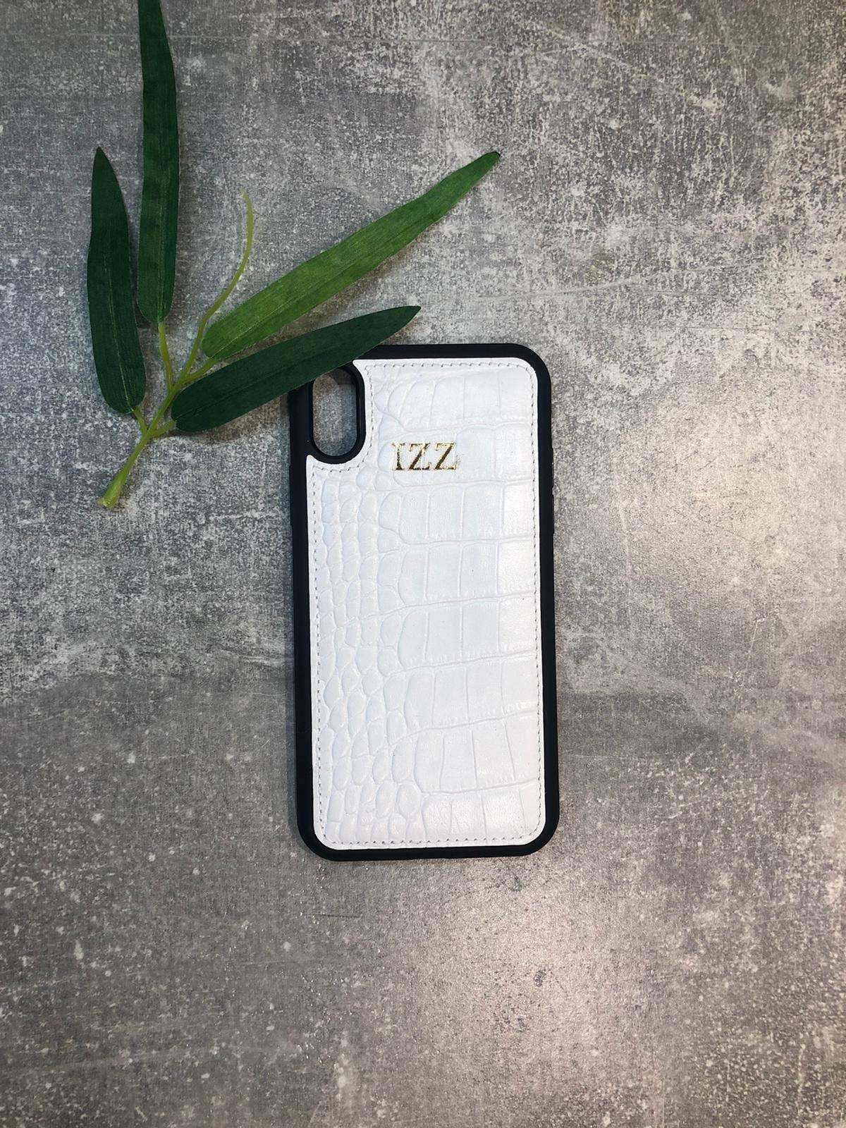 iPhone XS Max genuine leather phone case personalised with name or initials - PersonalisebyLisa