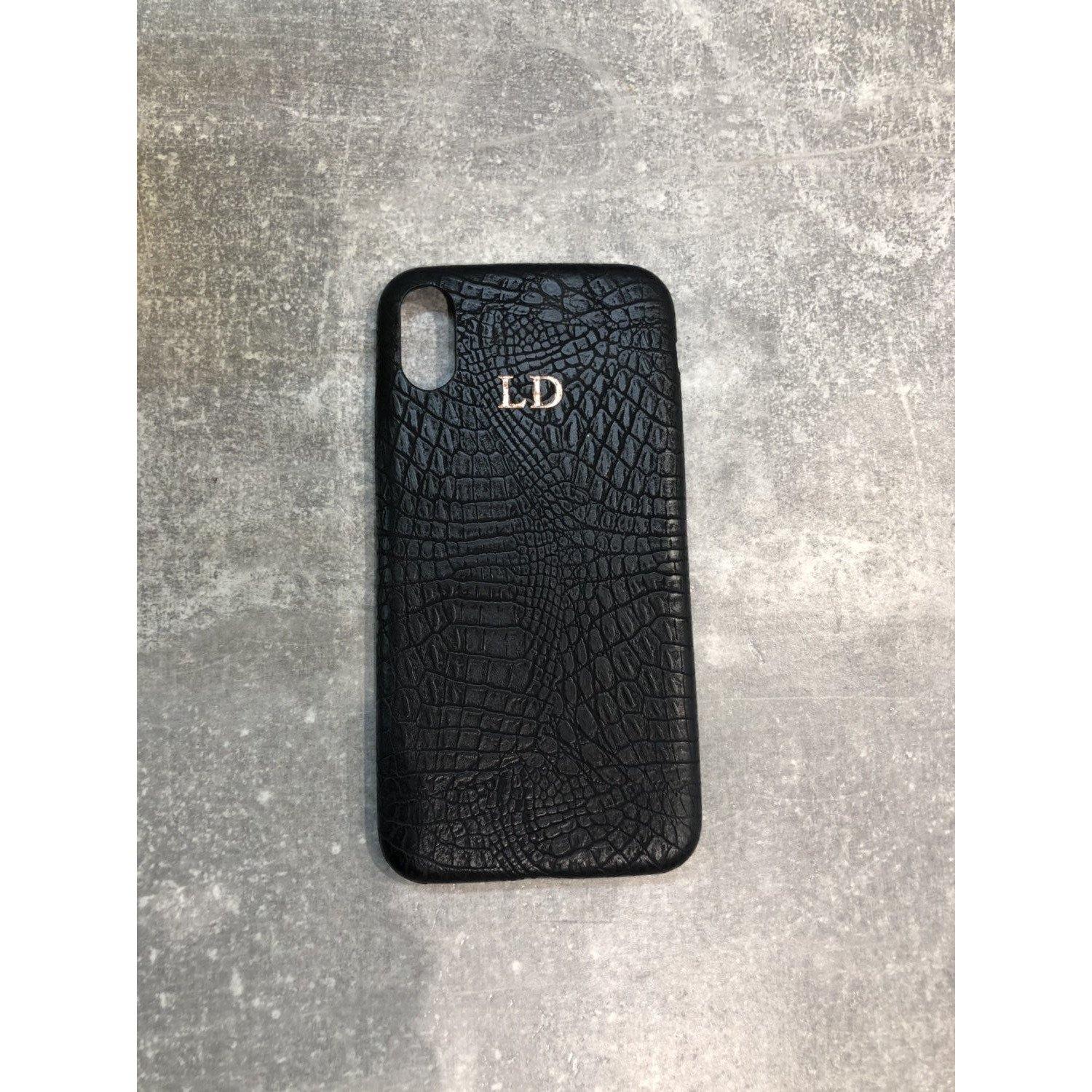 iPhone XR pu leather croc skin style case personalised with your name or initials - PersonalisebyLisa