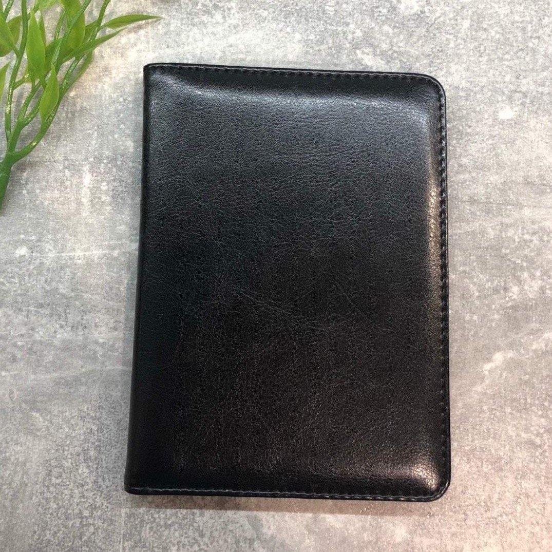 Black Pu leather passport holder personalised with name or initials - PersonalisebyLisa