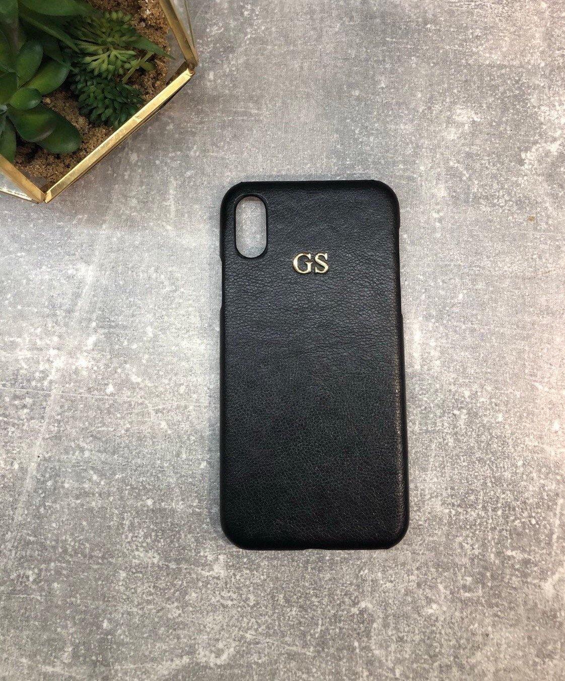 iPhone X/XS pu leather case personalised with your initials - PersonalisebyLisa